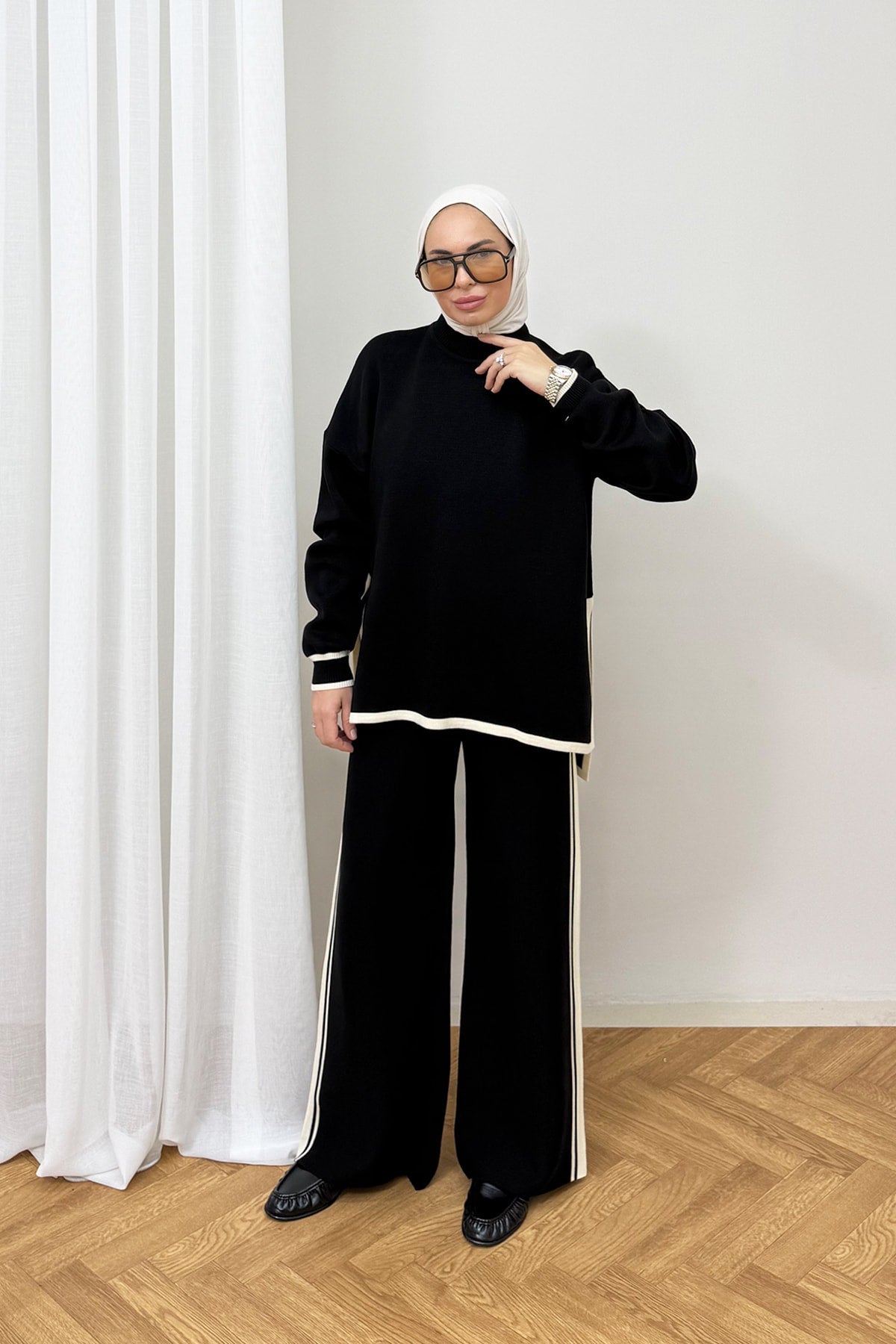 Iki Renkli Triko Takım 87 Siyah