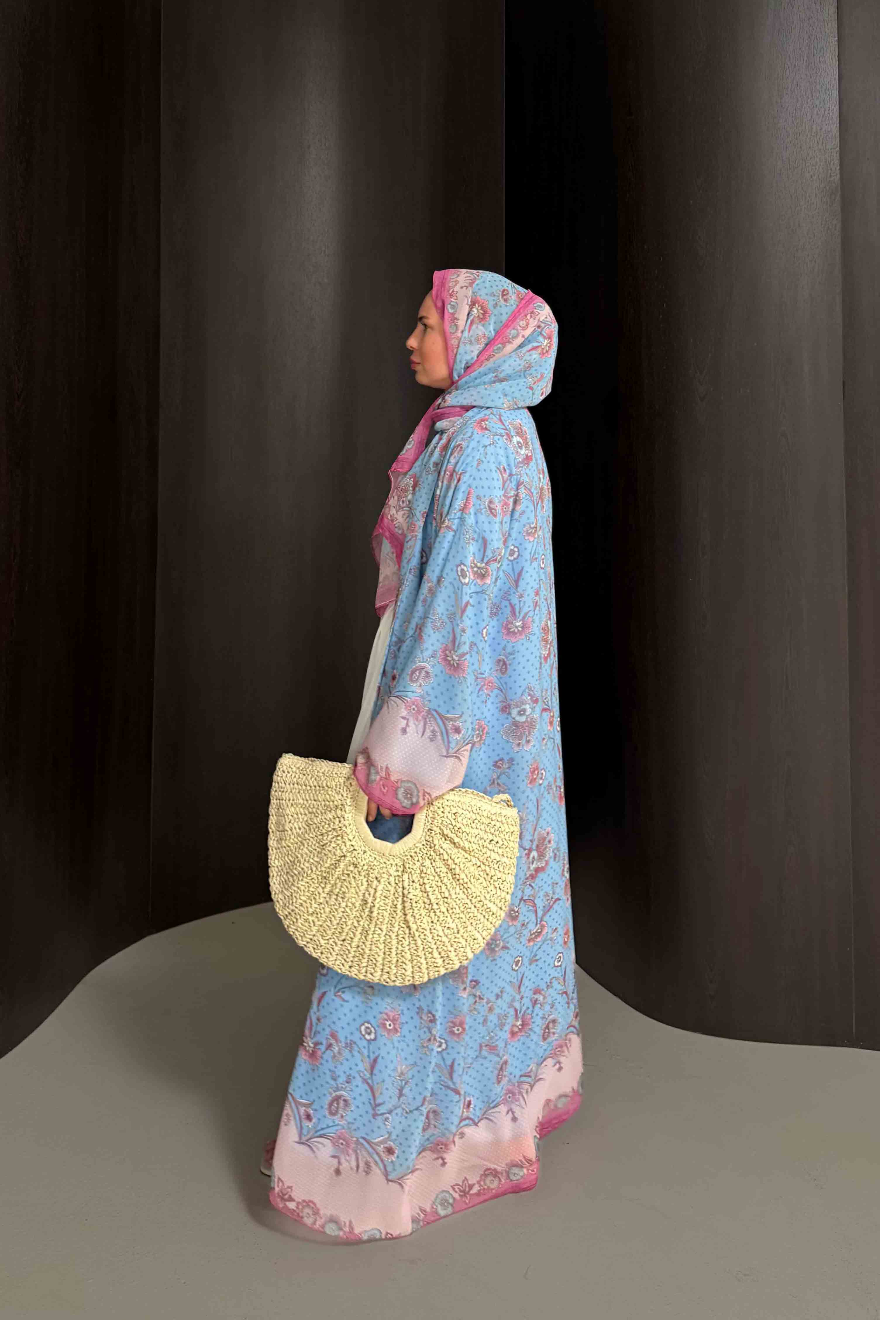 Desenli Şallı Abaya 32-2908