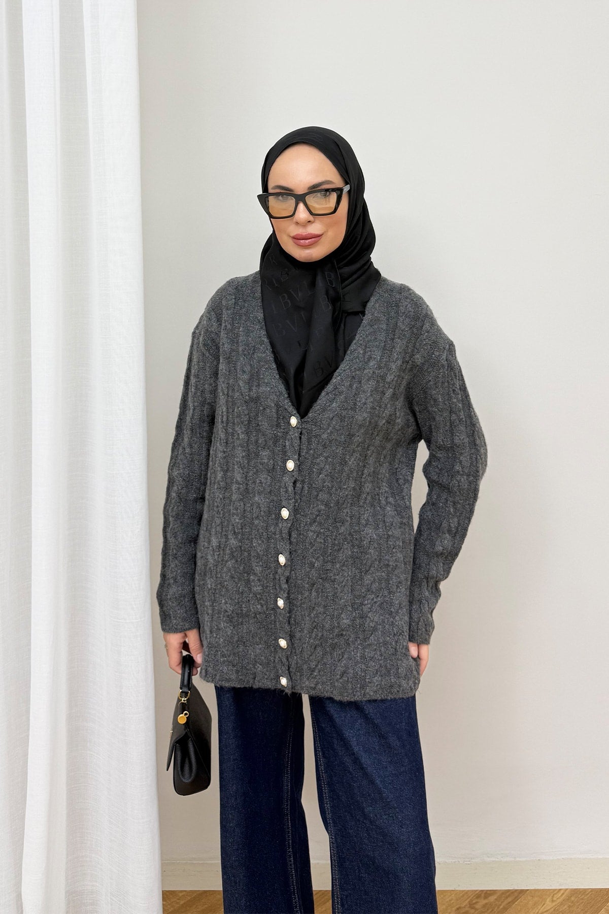 Düğmeli Triko Hırka 80-8434