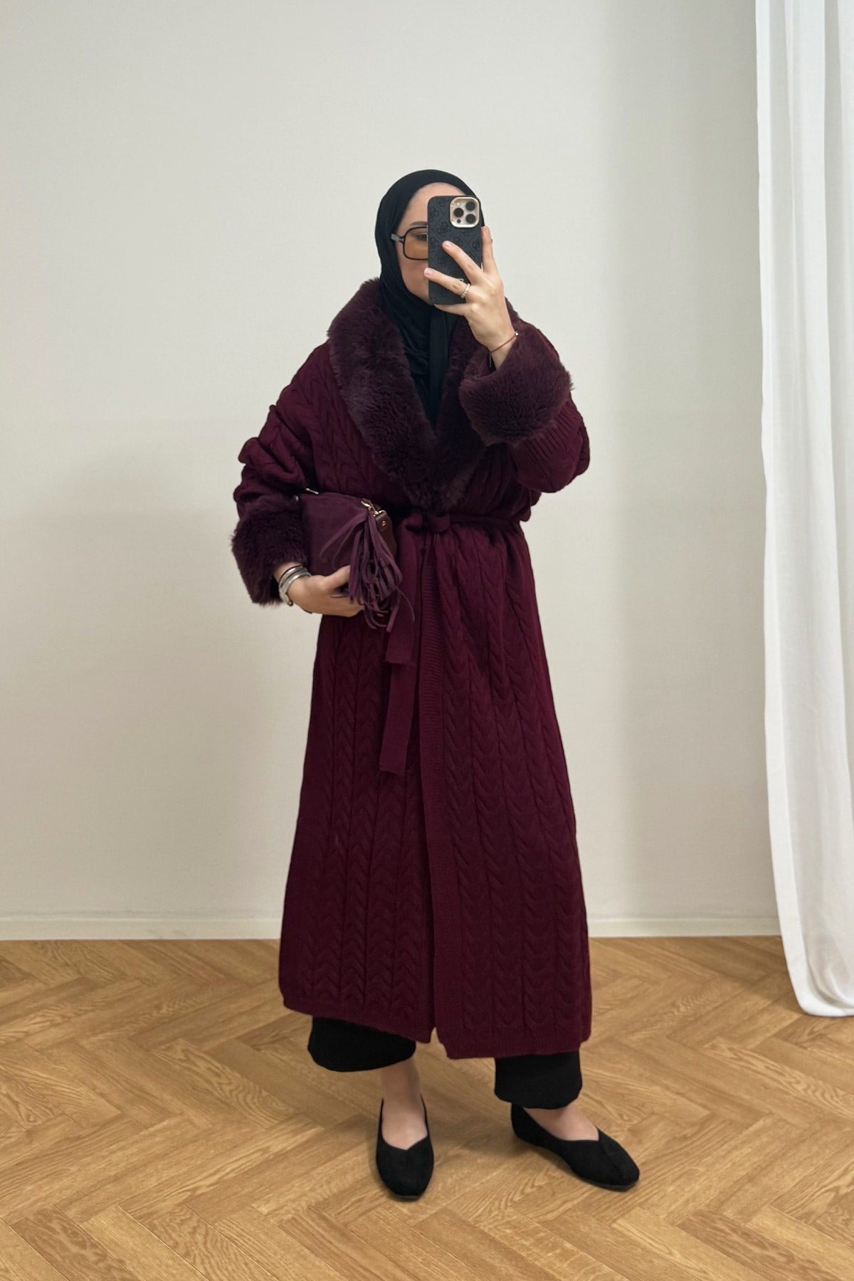 Kürklü Uzun Triko Hırka 92-9206