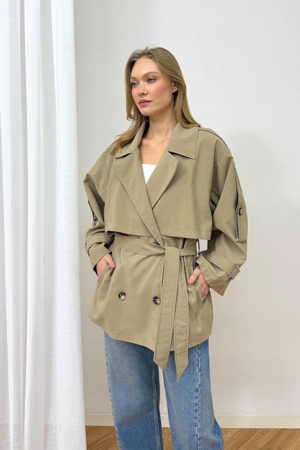 Oversize Kısa Trench 90-3010