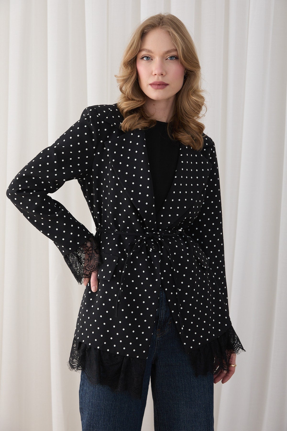 Dantelli Puantiyeli Ceket 32-2868