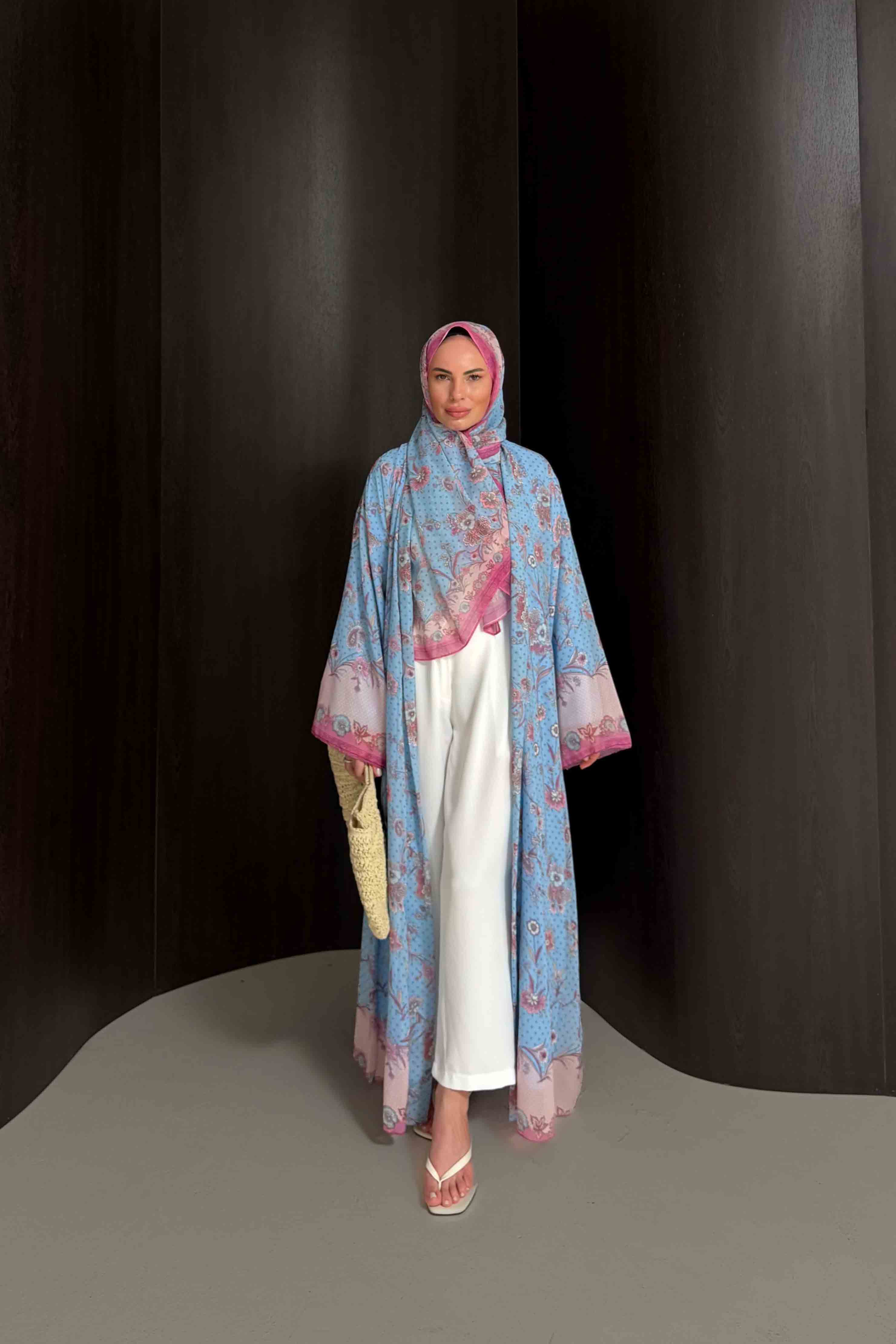 Desenli Şallı Abaya 32-2908