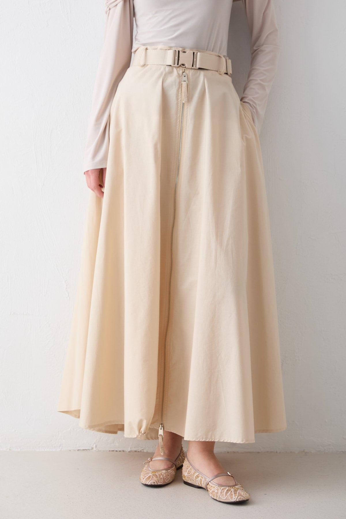 Fermuar Detaylı Poplin Etek 32-2714