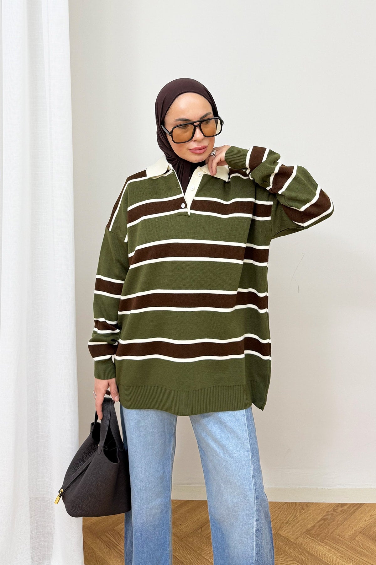 Çizgili Triko Kazak 87-25730