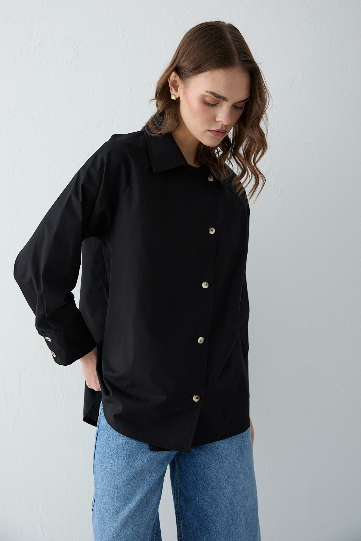 Düğmeli Poplin Gömlek 32-2703