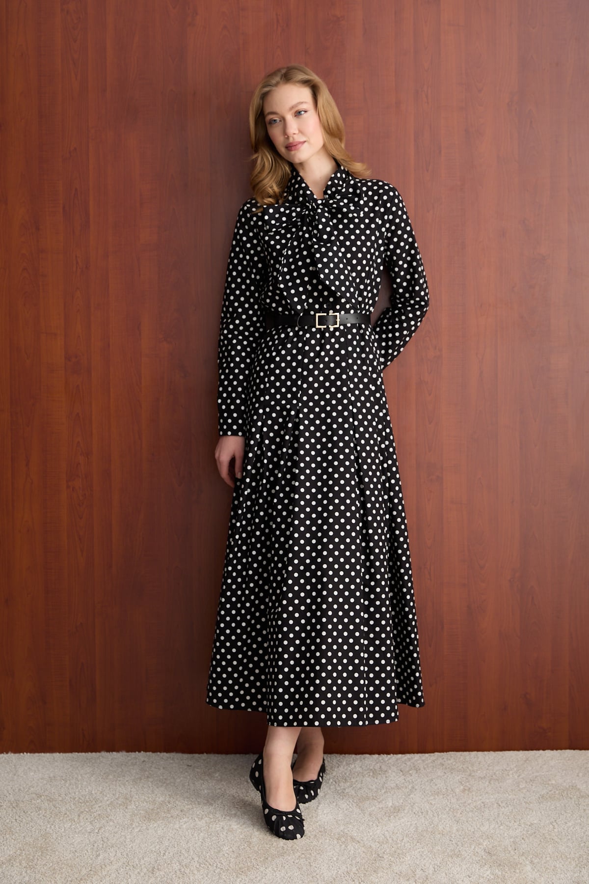 Puantiye Poplin Elbise 32-2766