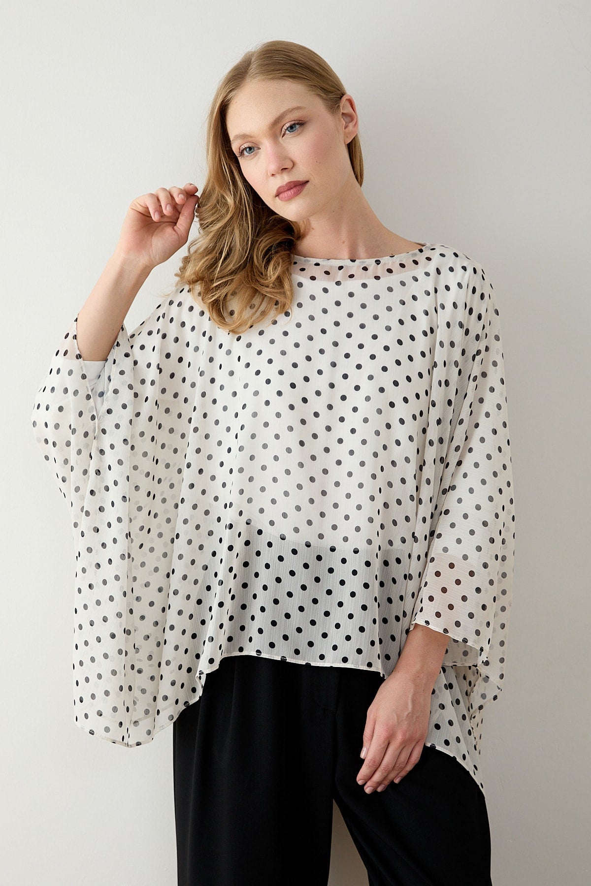 Puantiye Pelerin Tunik 12-5419