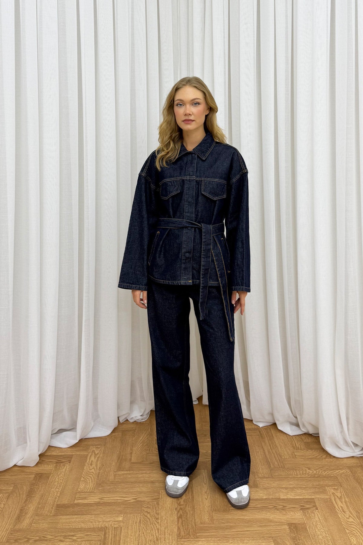 Bağlamalı Denim Takım 86-0275