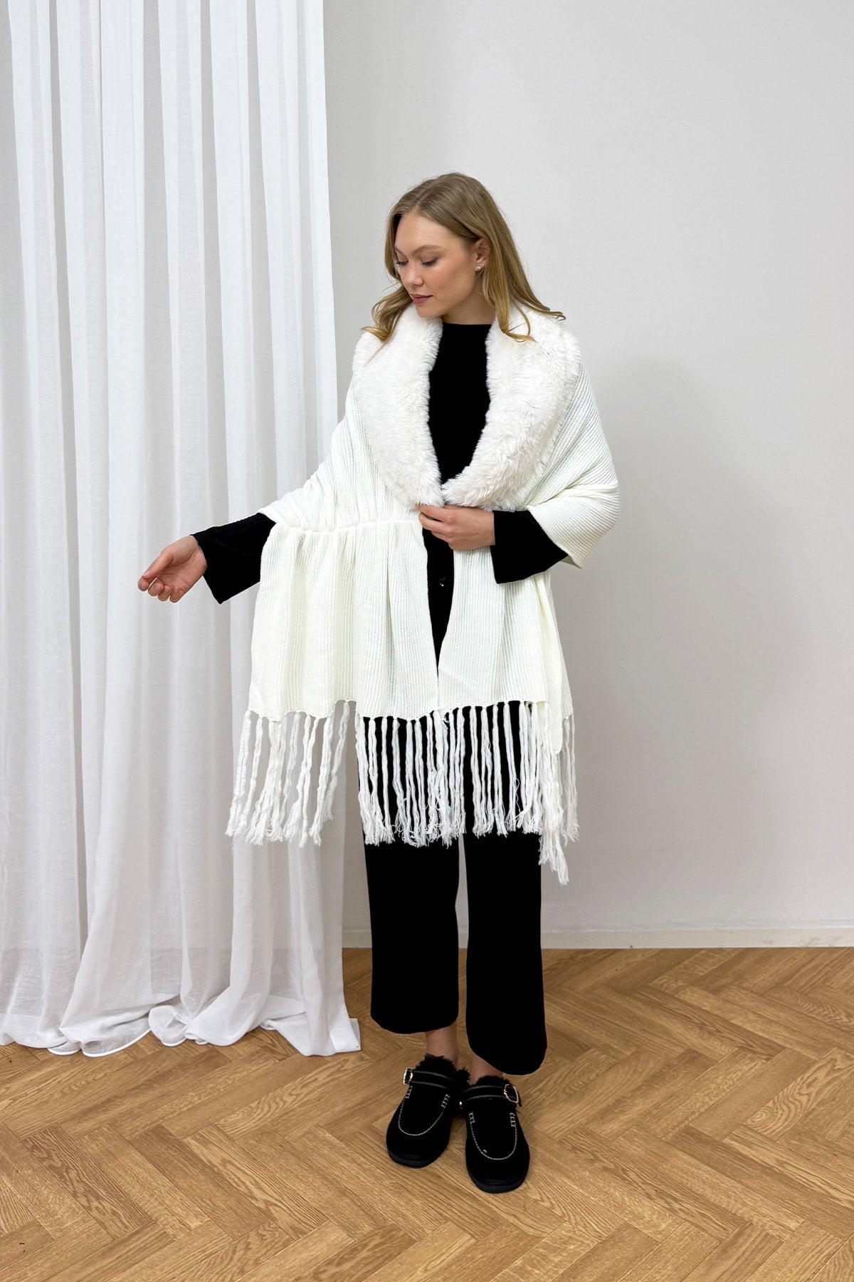 Kürklü Triko Şal 103-2370