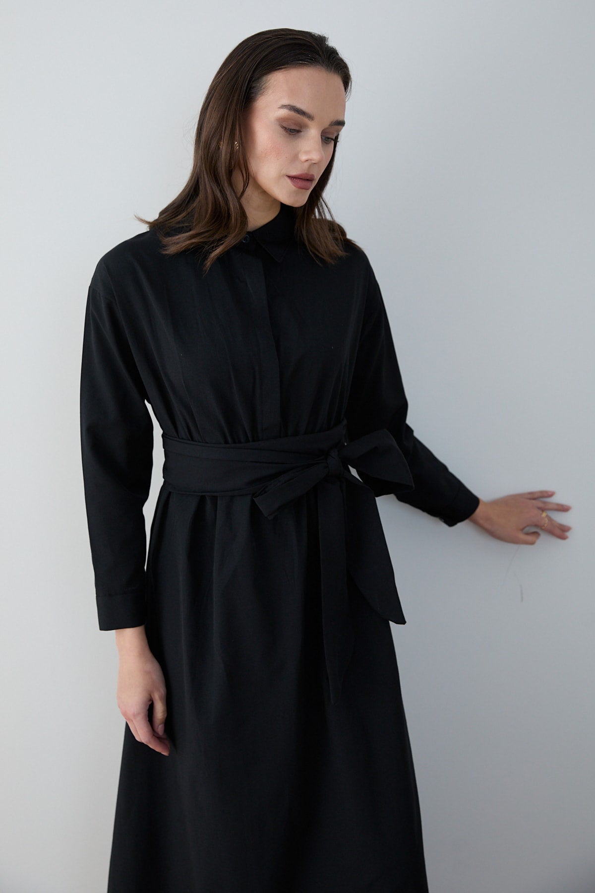 Kuşaklı Poplin Elbise 68-6302