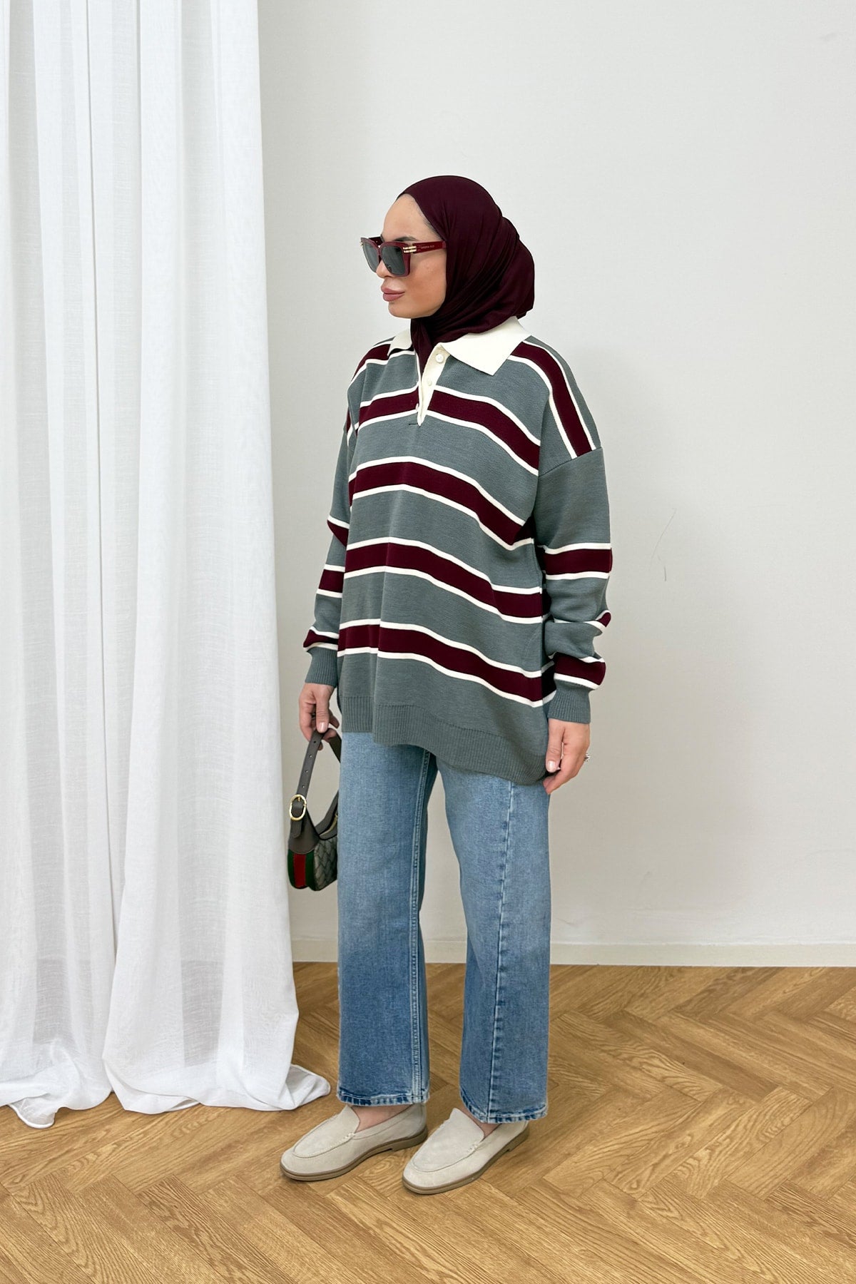Çizgili Triko Kazak 87-25730
