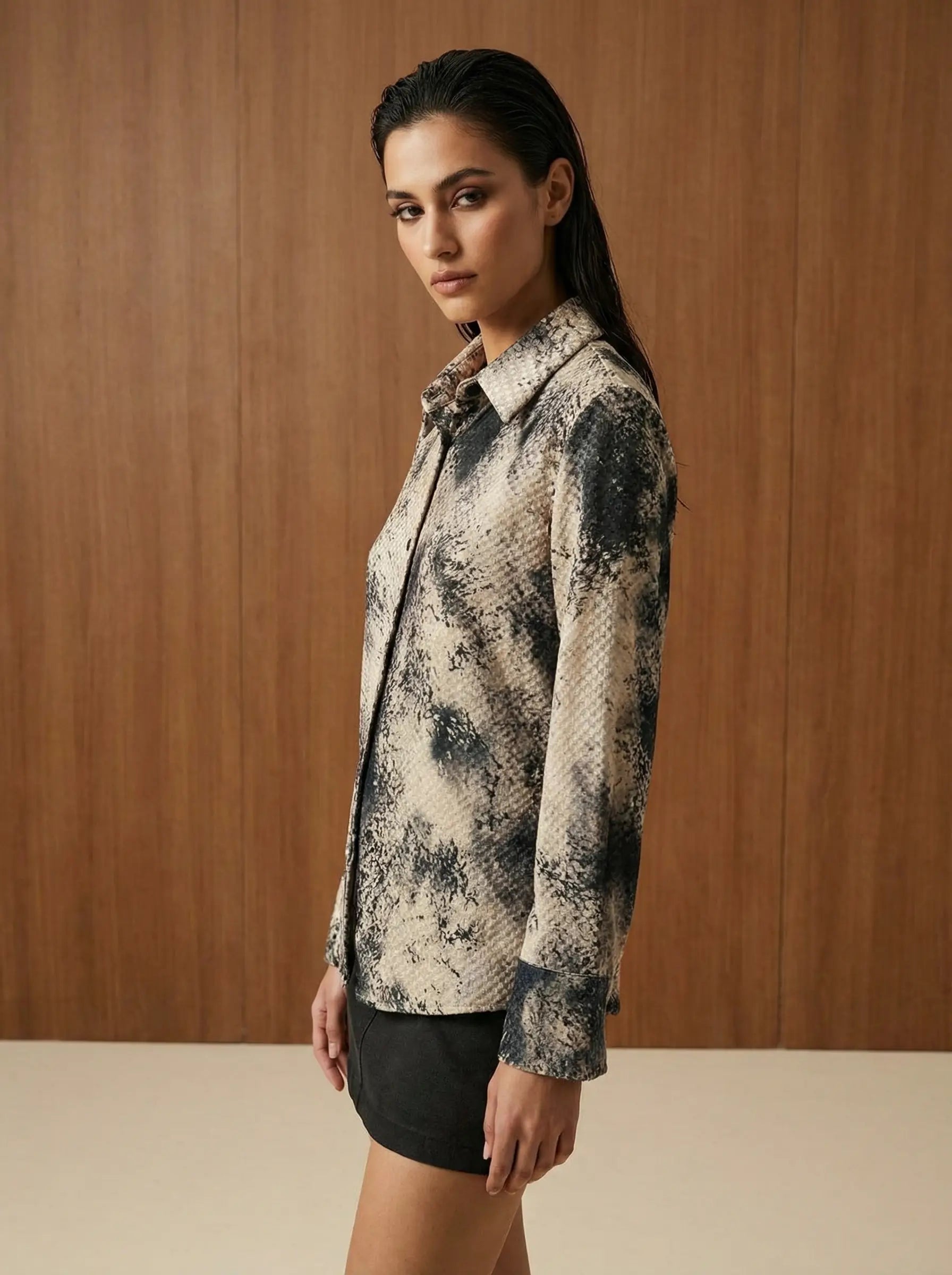 Batik Desen Kadife Gömlek