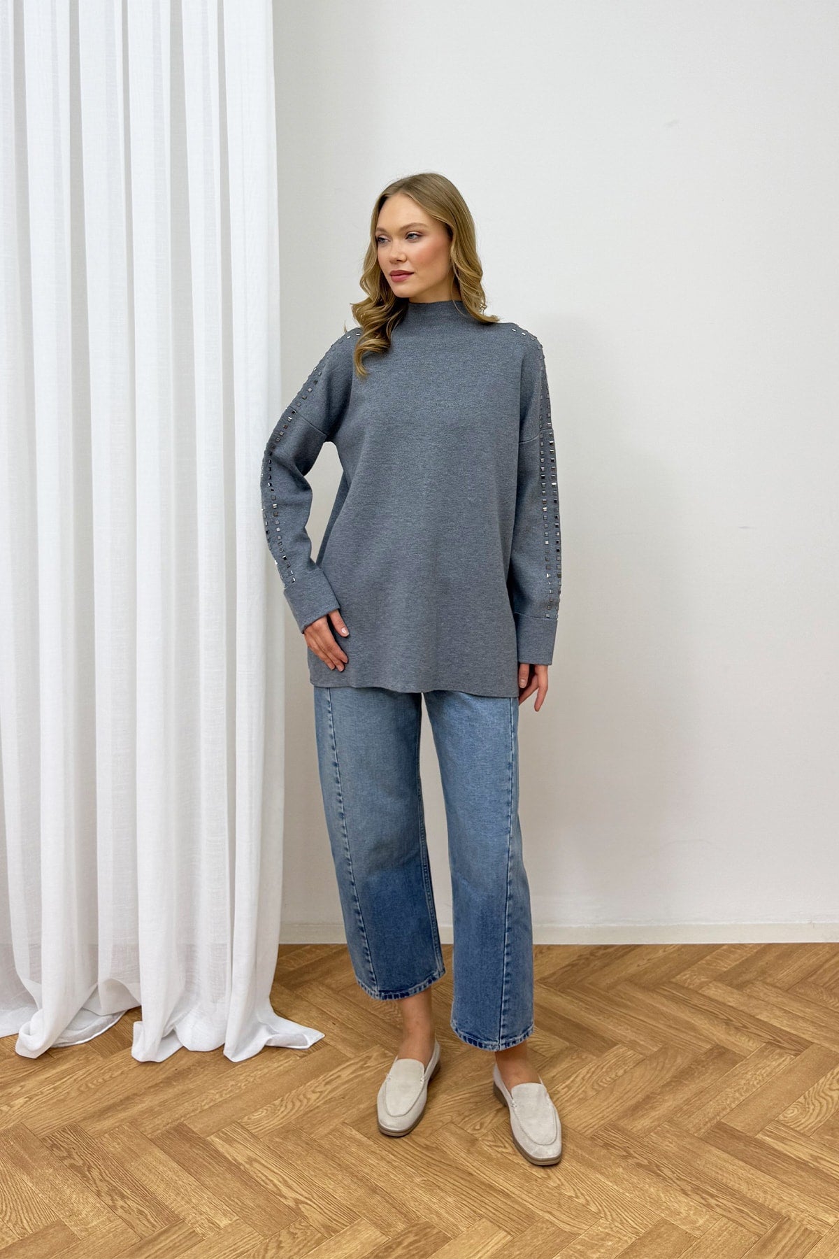 Aksesuarlı Triko Tunik 87-26150