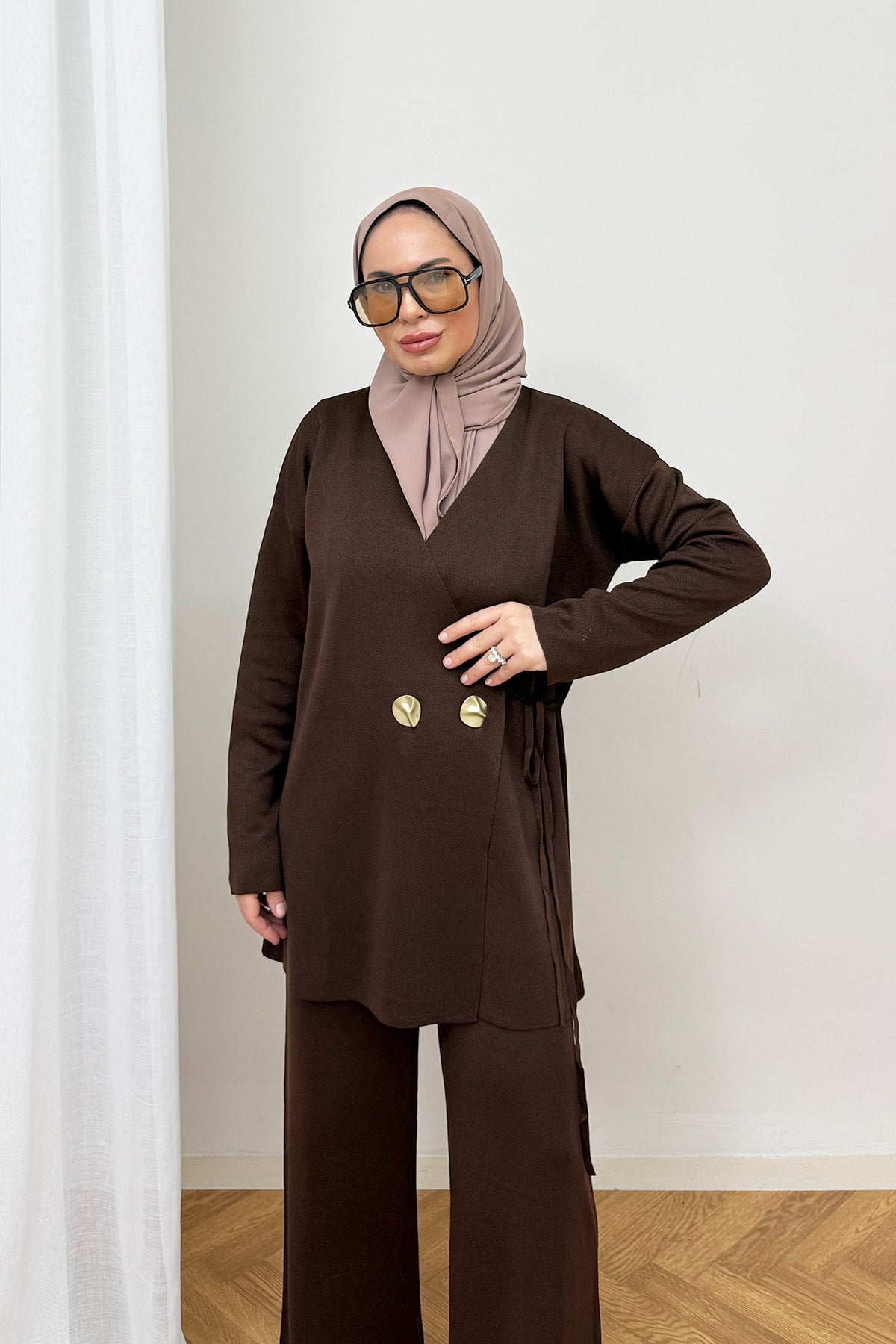 Düğmeli Triko Takım 87-25310