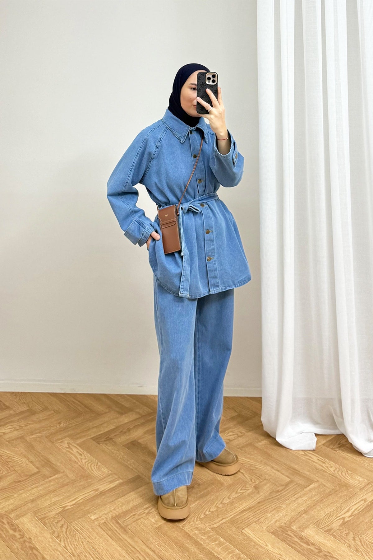 Kuşaklı Denim Takım 4-62808