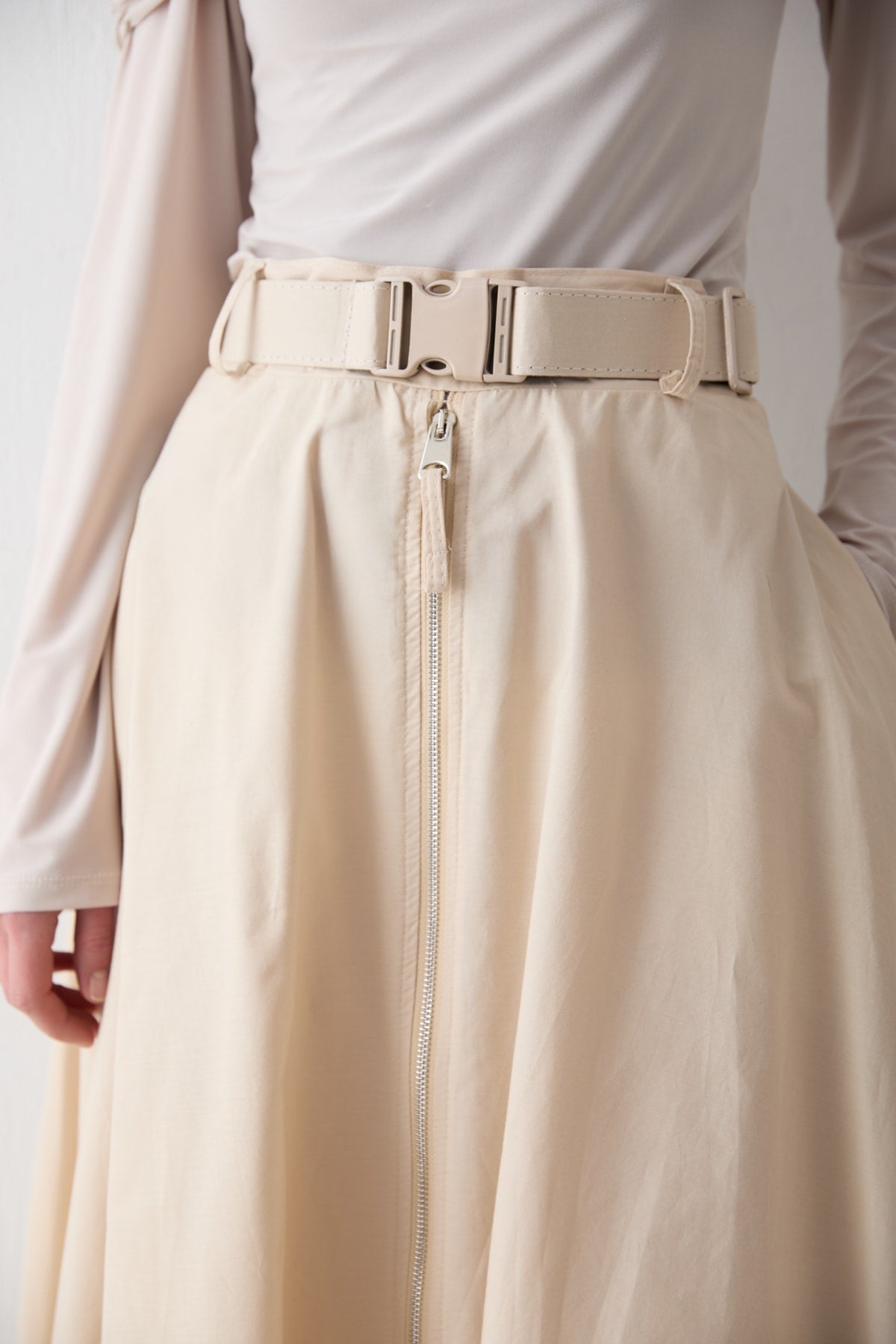 Fermuar Detaylı Poplin Etek 32-2714