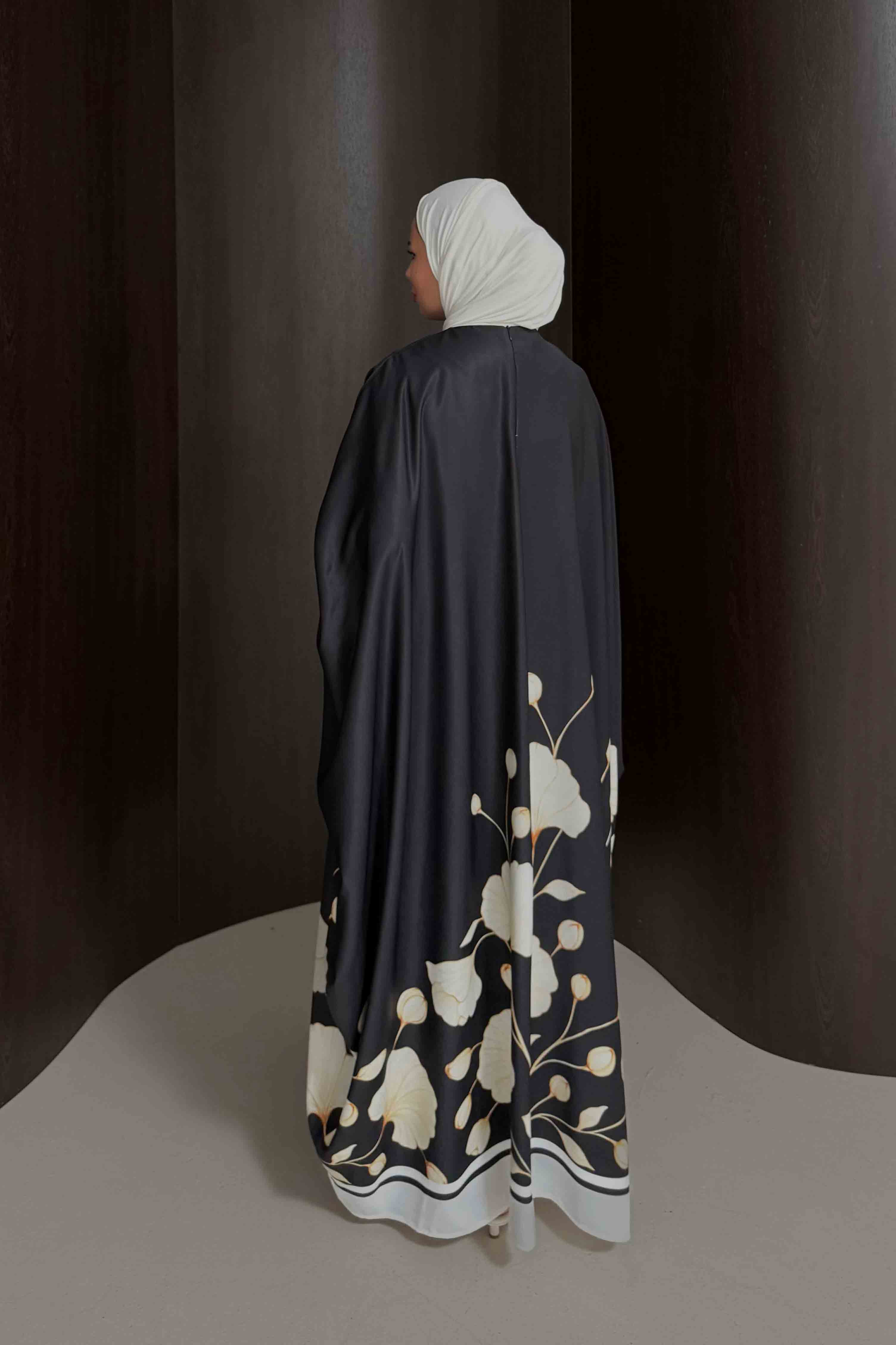 Çiçekli Kaftan Elbise 32-2938
