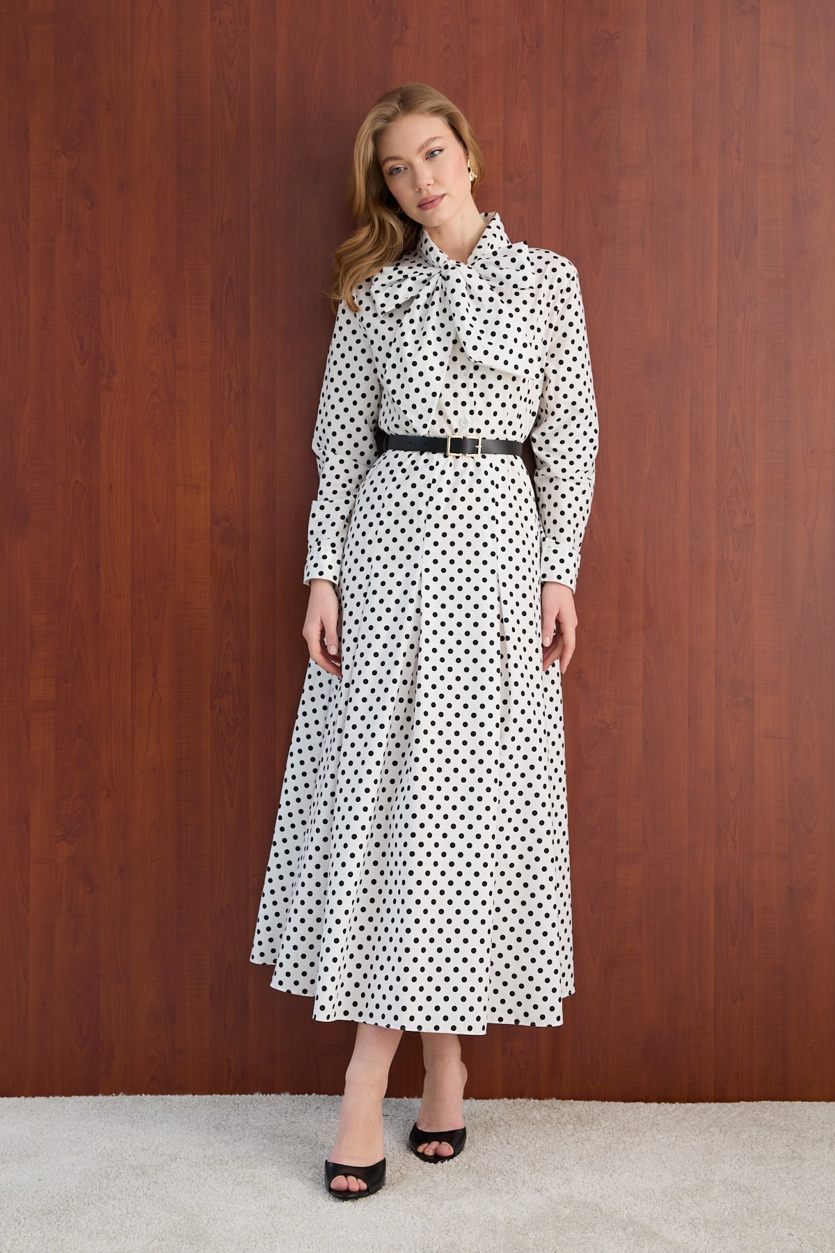 Puantiye Poplin Elbise 32-2766