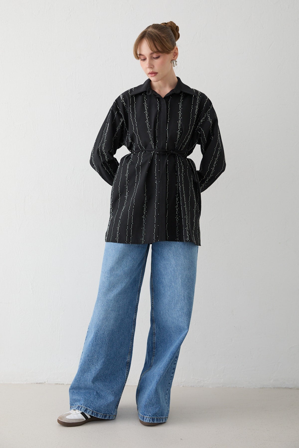 Taşlı Poplin Gömlek 32-2620