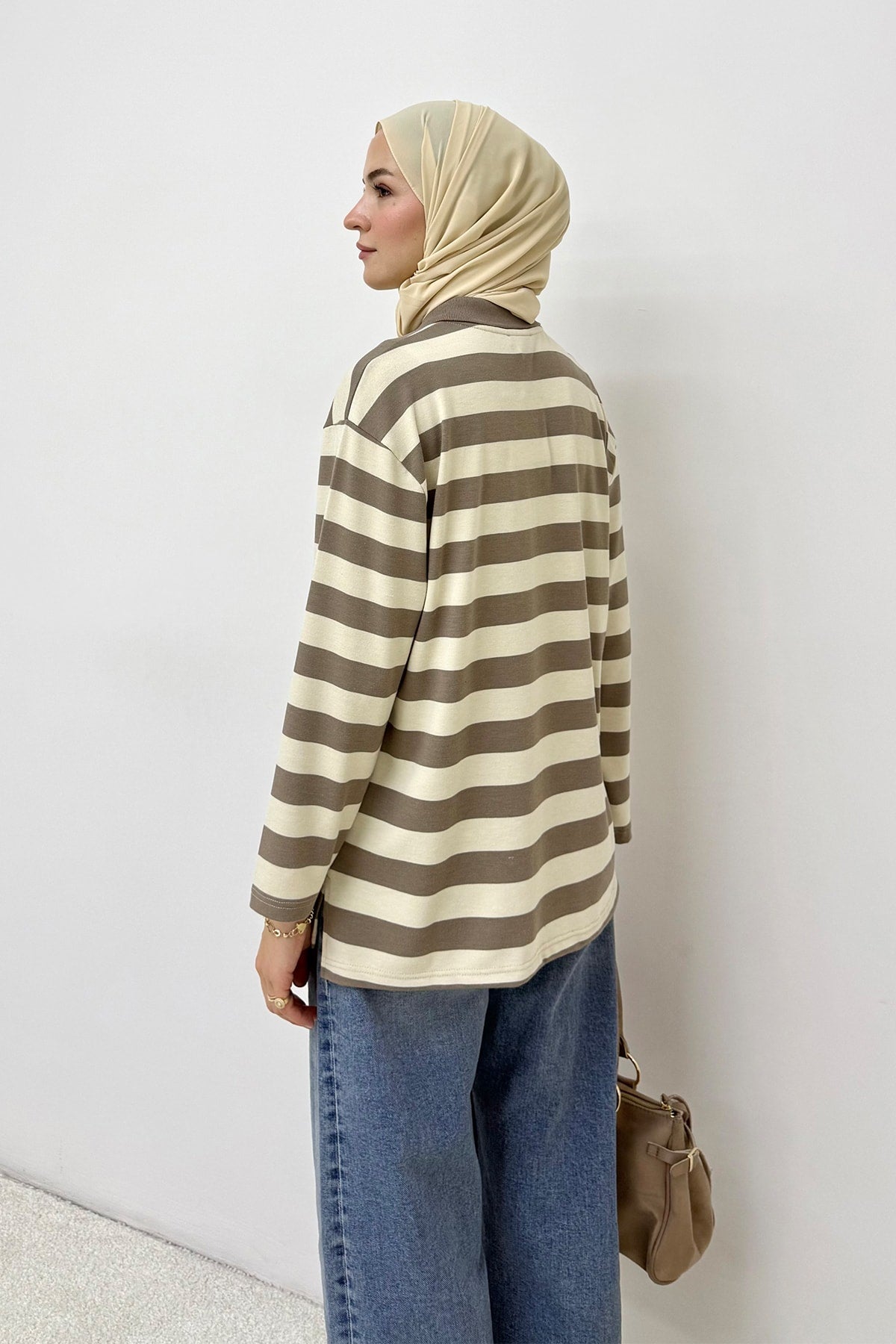 Çizgili Yakalı Tunik 83-7005