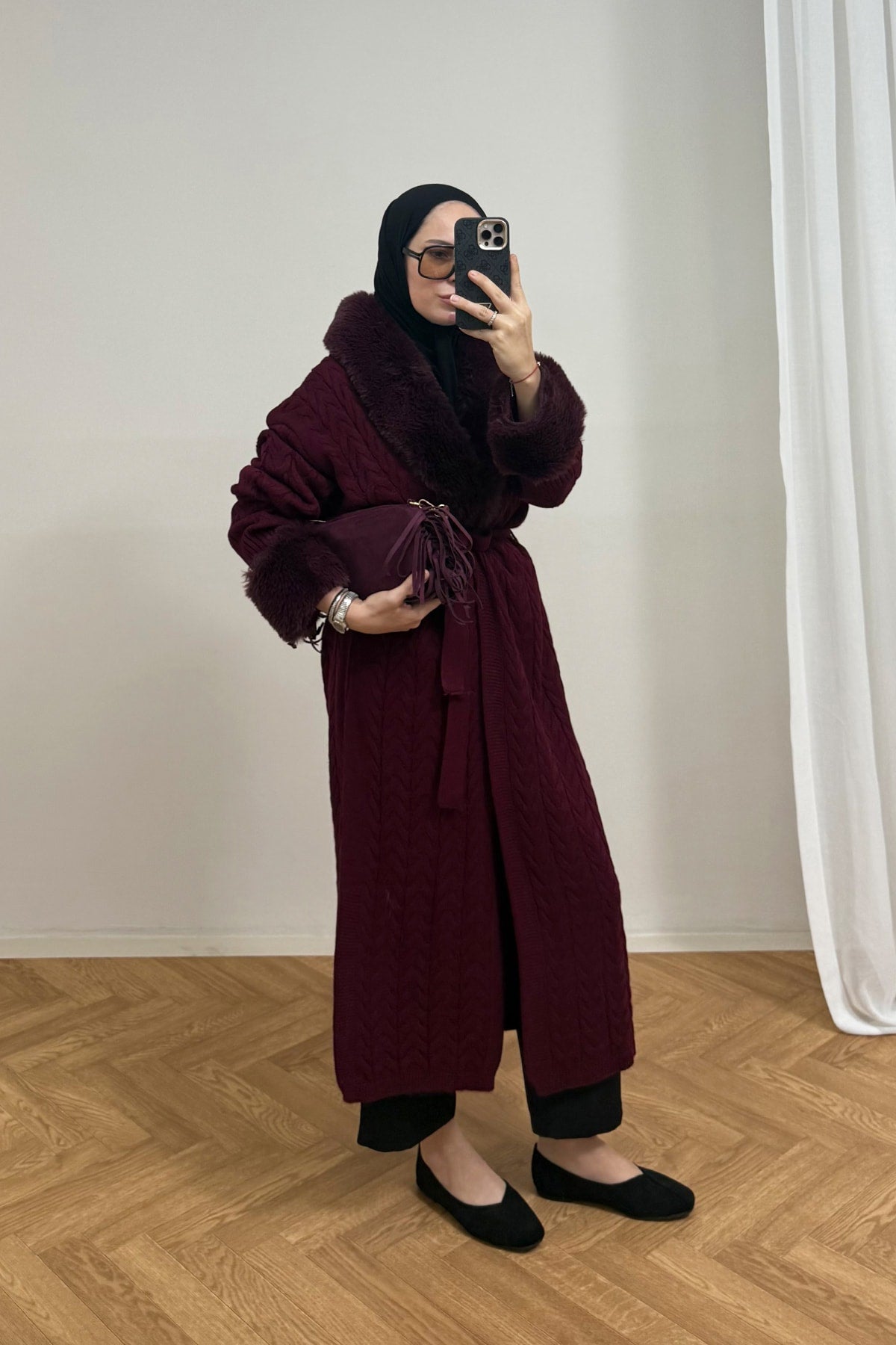 Kürklü Uzun Triko Hırka 92-9206