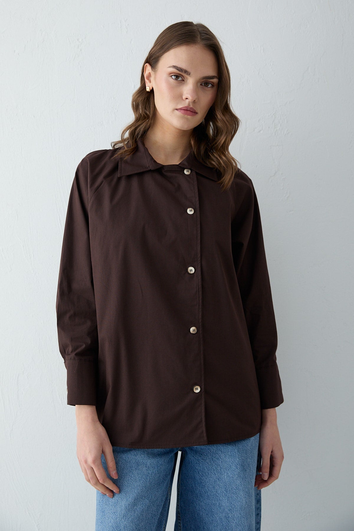 Düğmeli Poplin Gömlek 32-2703