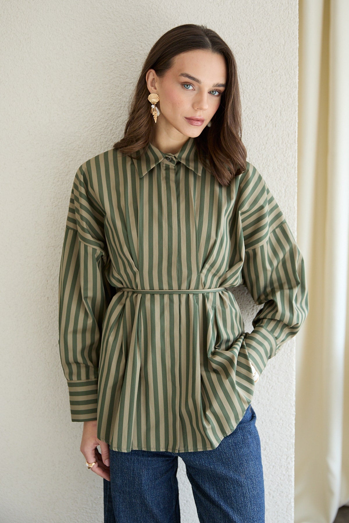 Çizgili Poplin Gömlek 32-2854