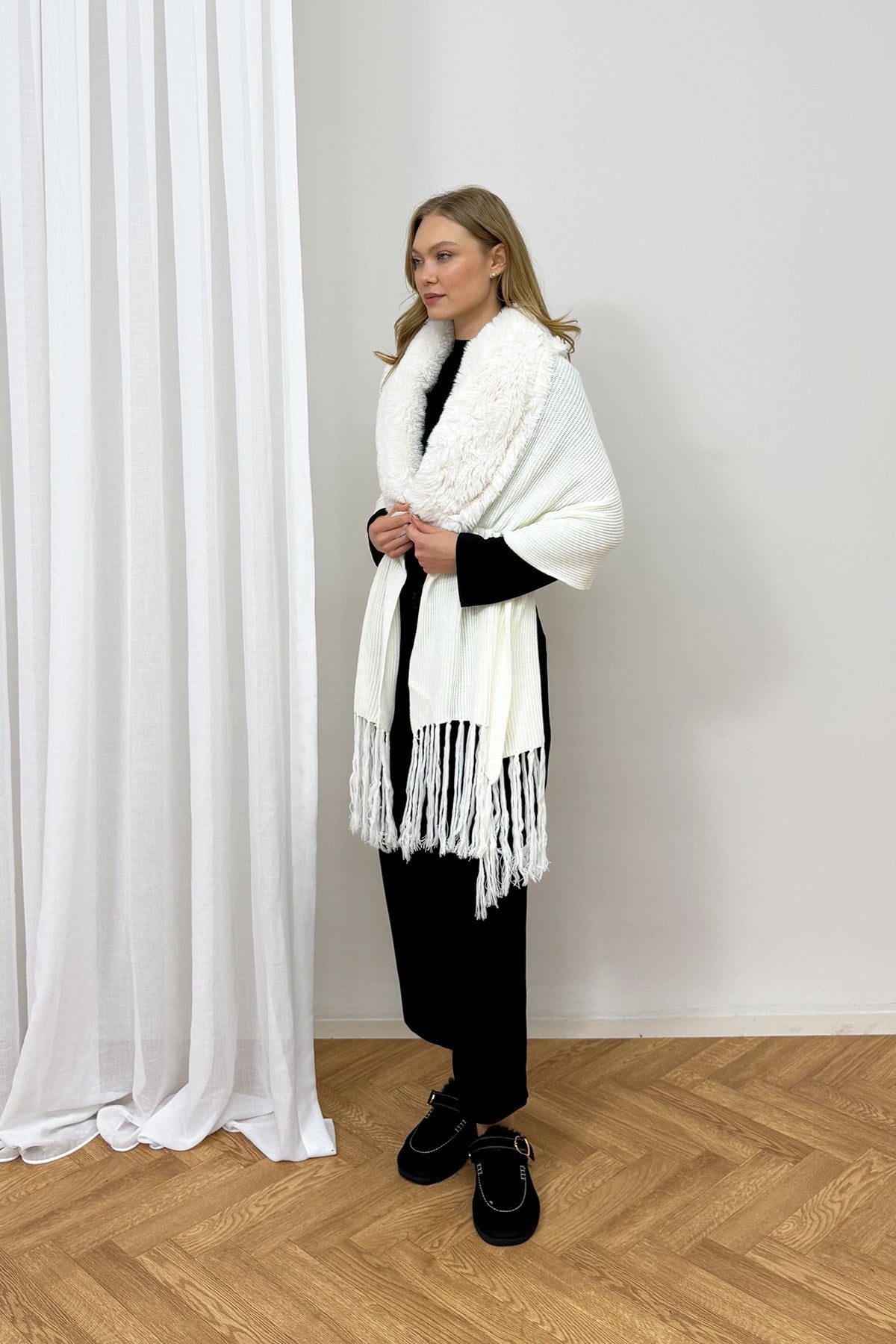 Kürklü Triko Şal 103-2370