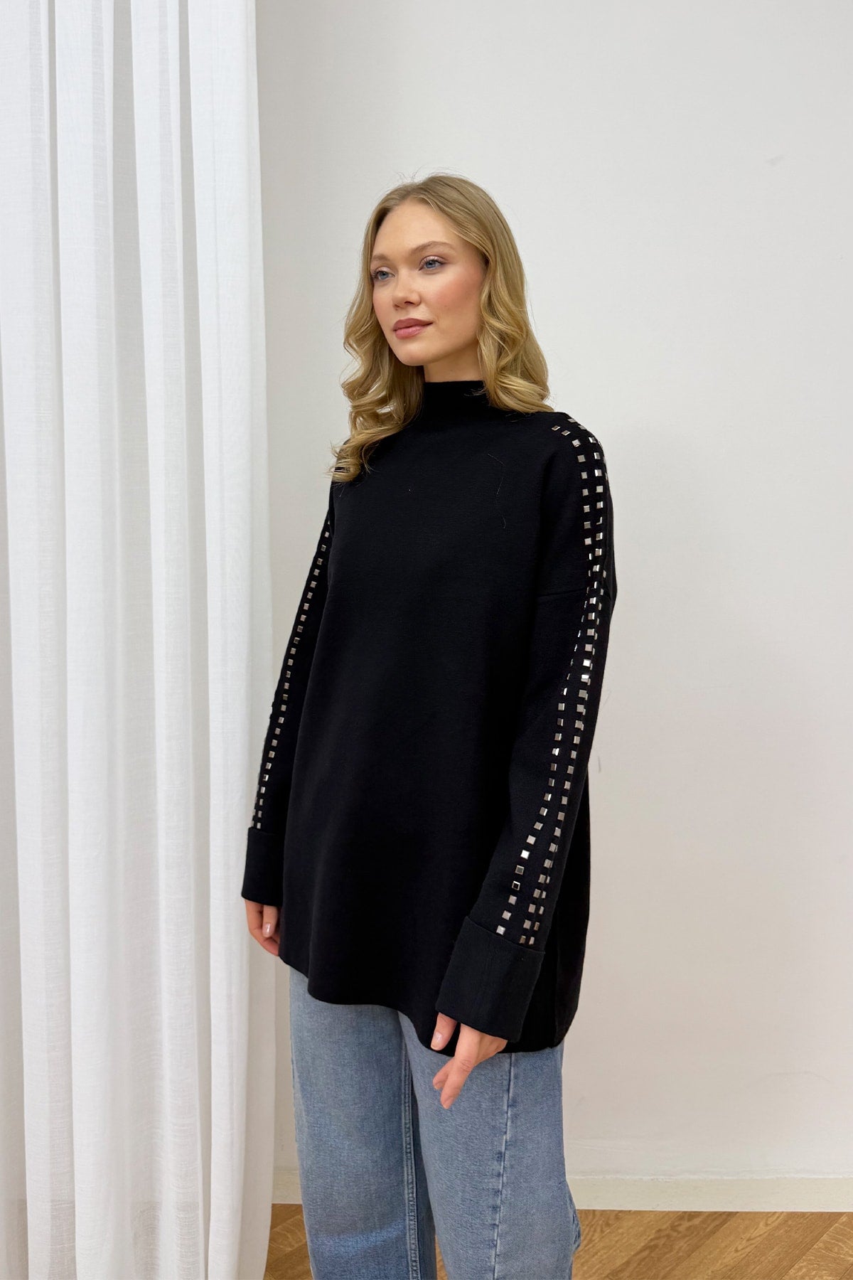 Aksesuarlı Triko Tunik 87-26150