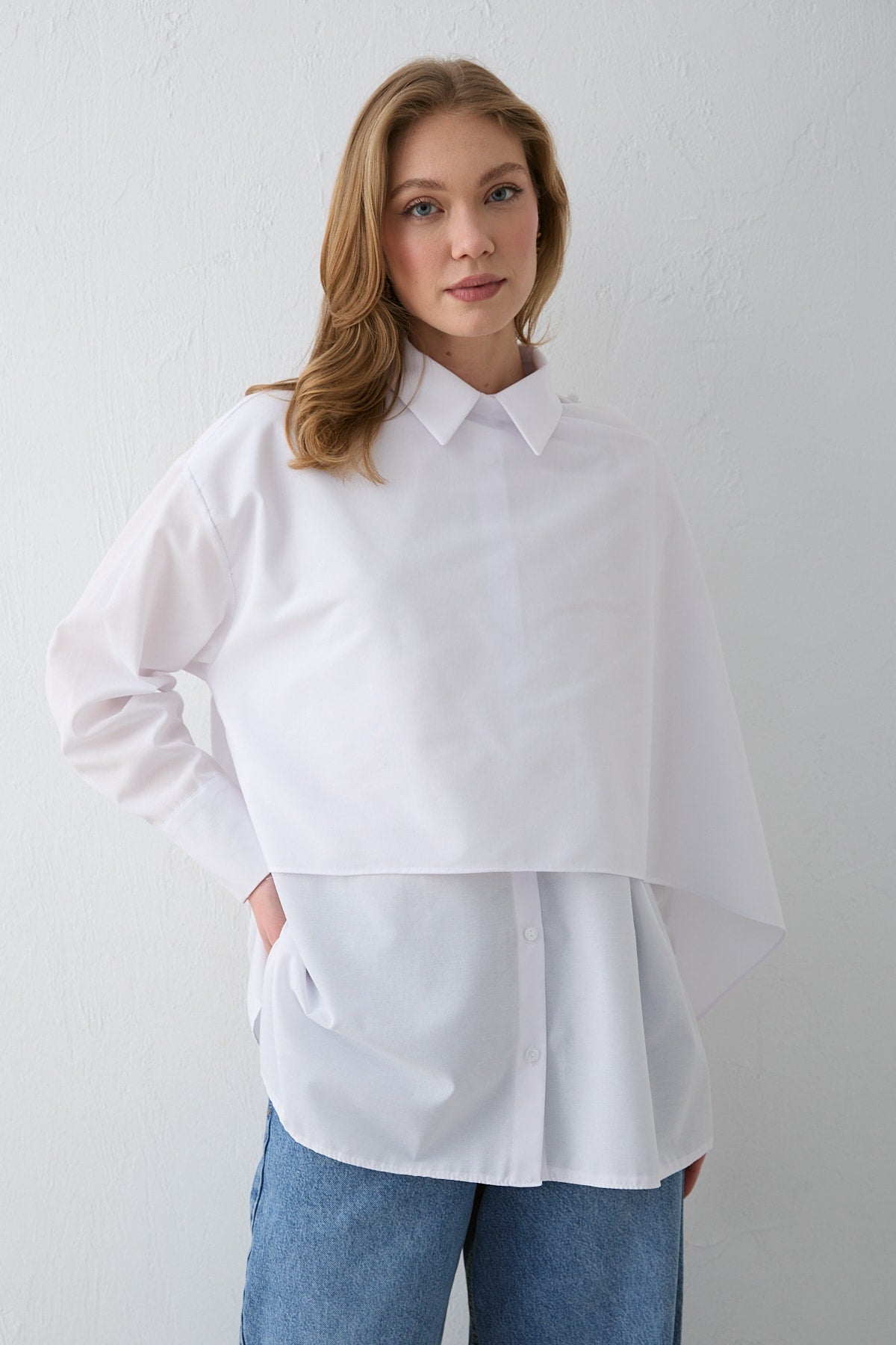 Şal Detaylı Poplin Gömlek 32-2757