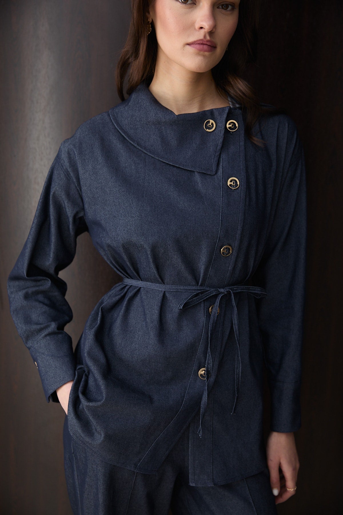 Düğmeli Denim Takım 32-2792
