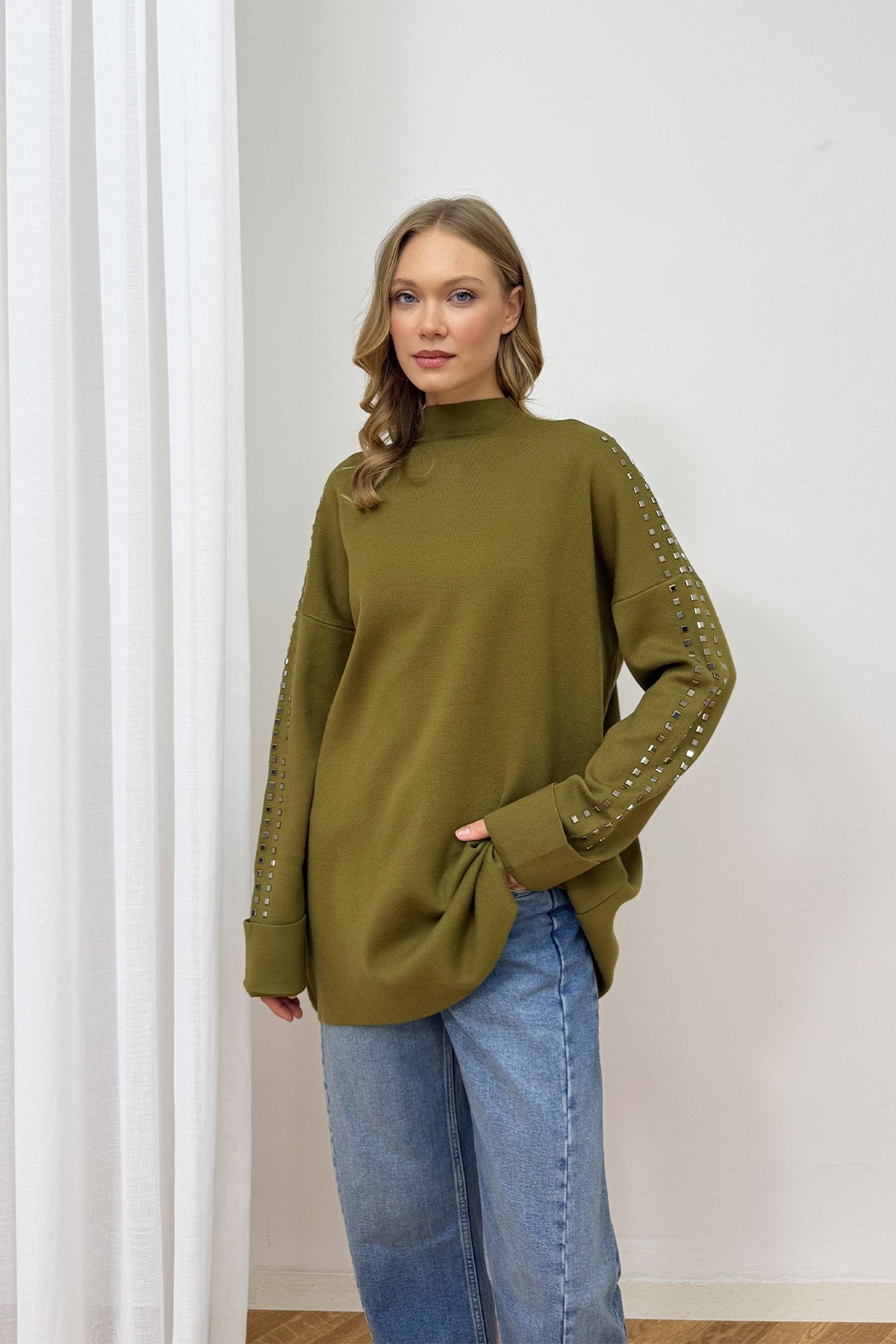Aksesuarlı Triko Tunik 87-26150