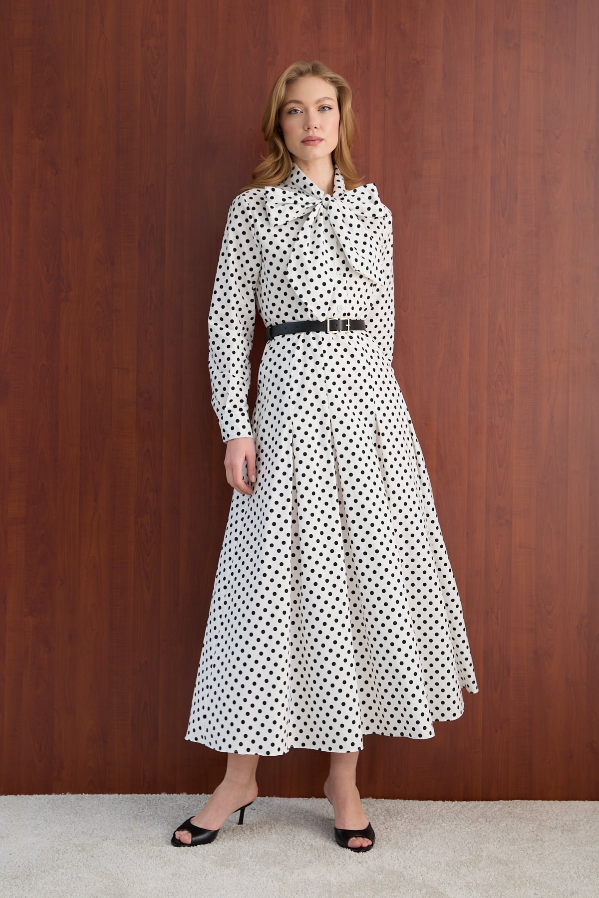Puantiye Poplin Elbise 32-2766