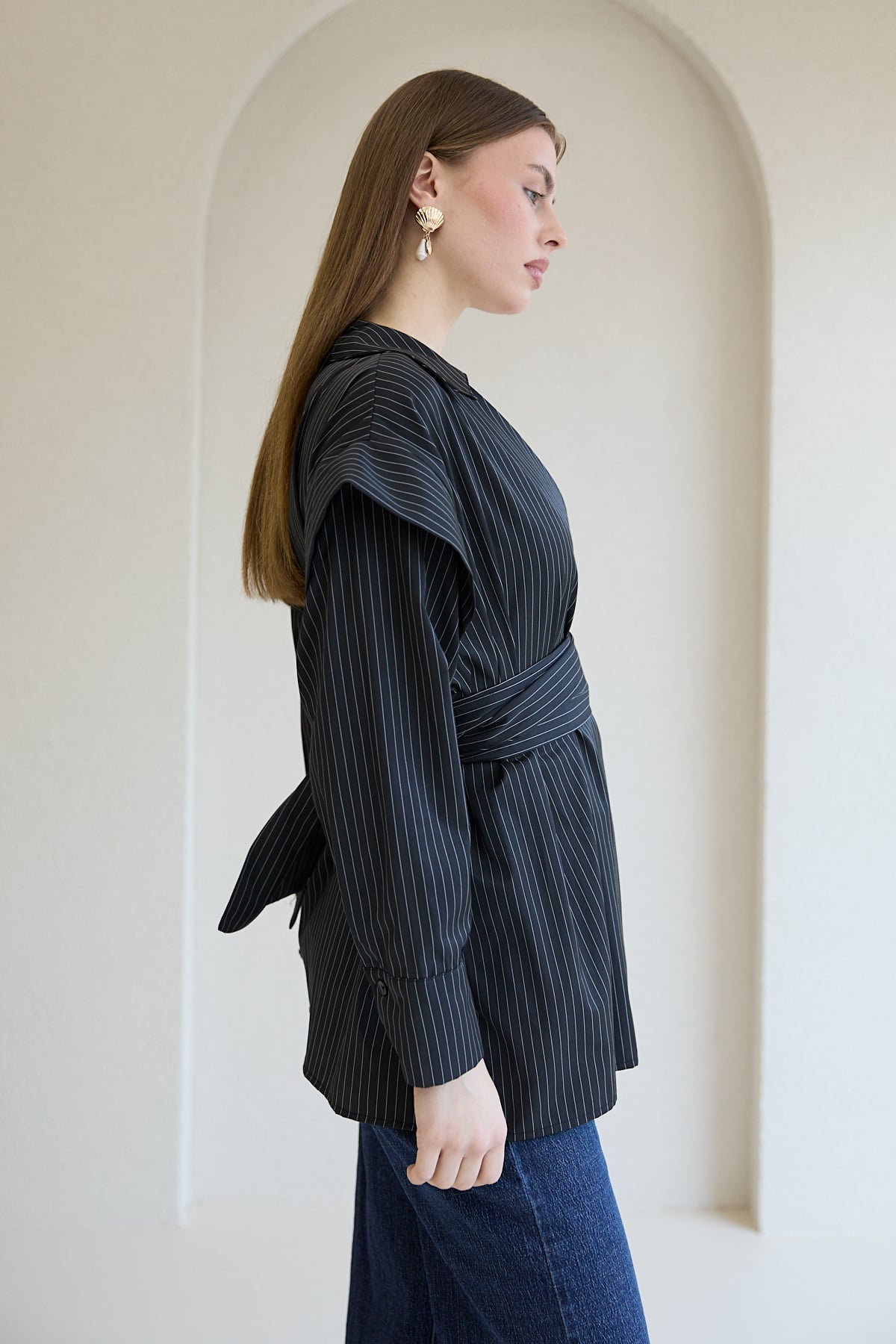 Çizgili Poplin Gömlek 32-2761
