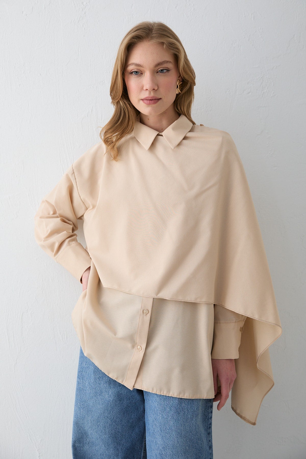 Şal Detaylı Poplin Gömlek 32-2757