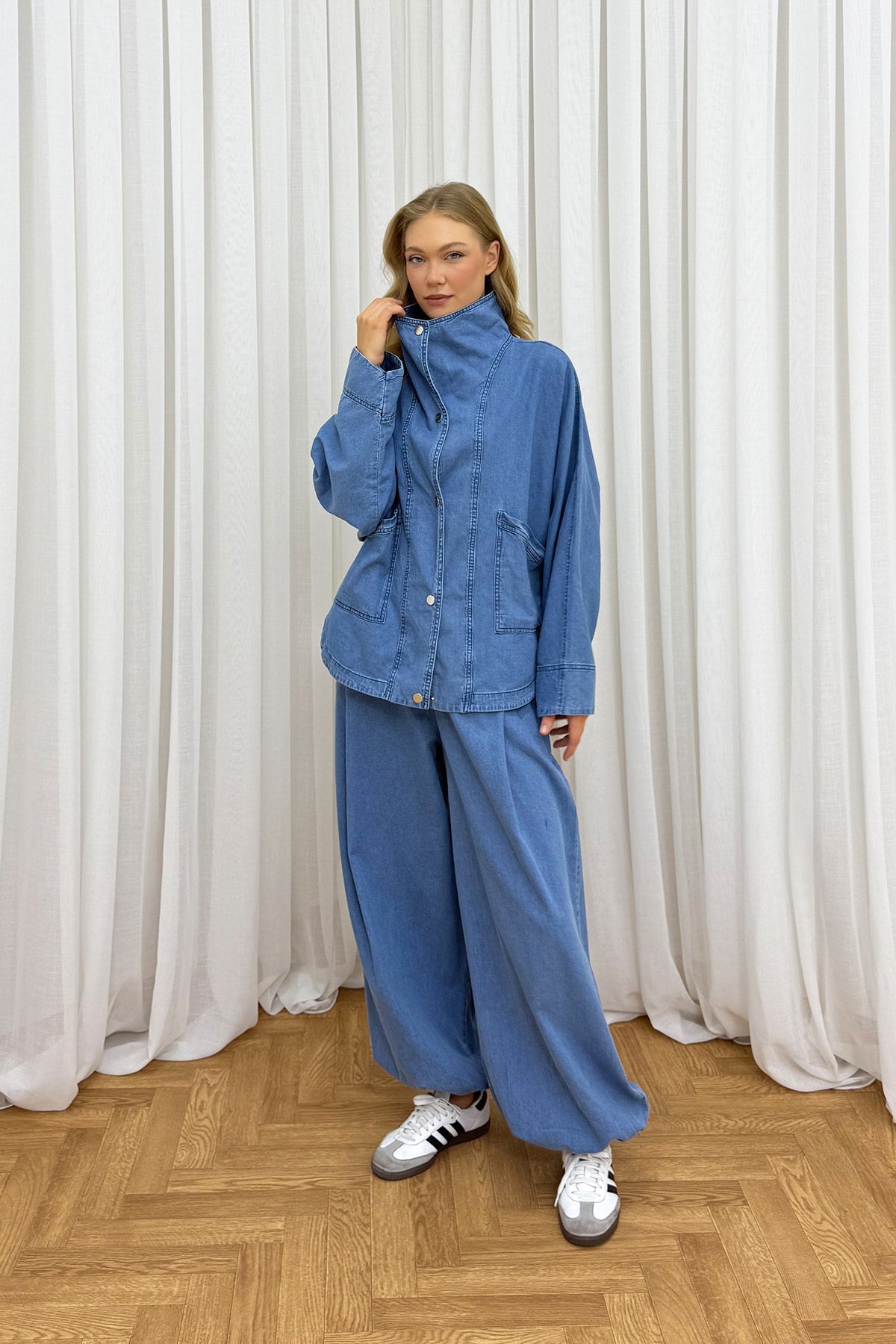 Çıtçıtlı Denim Takım 85-964