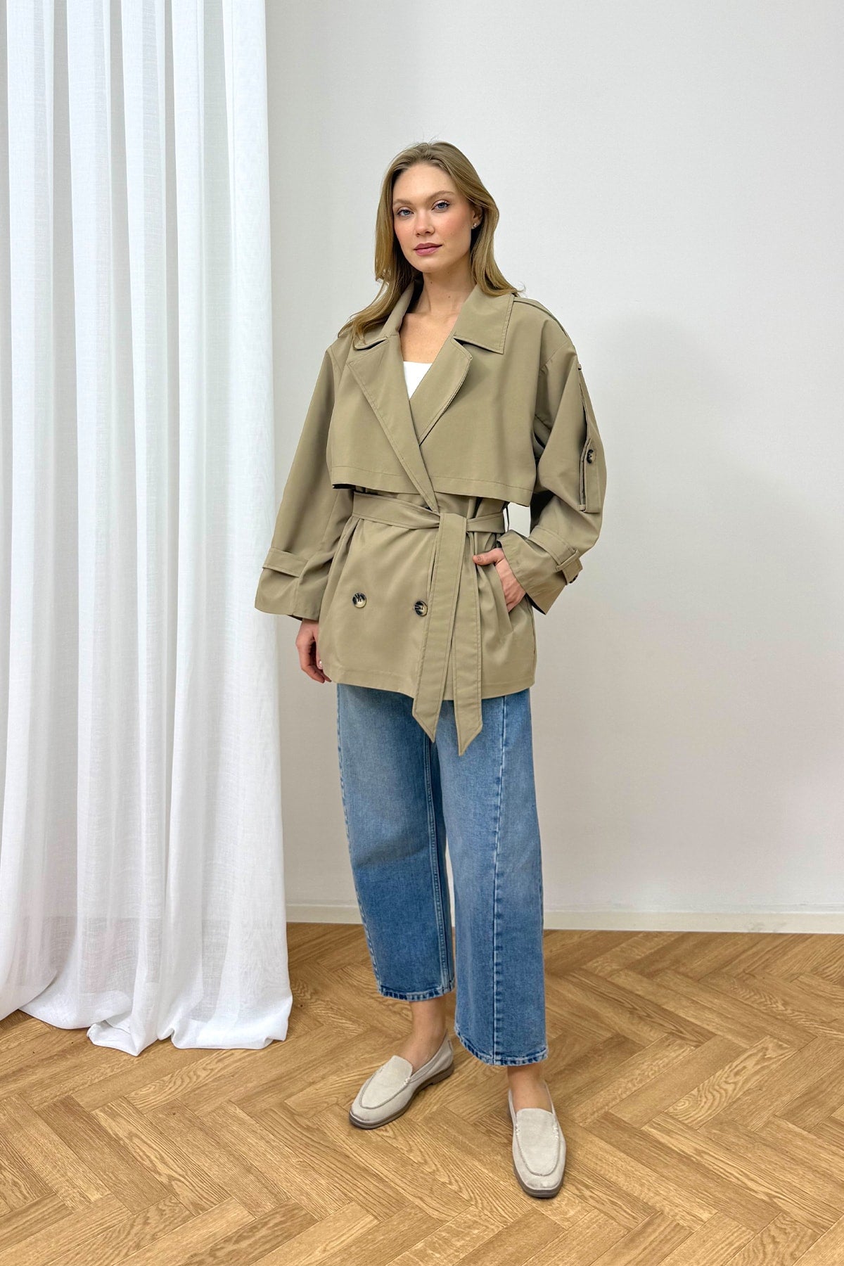 Oversize Kısa Trench 90-3010