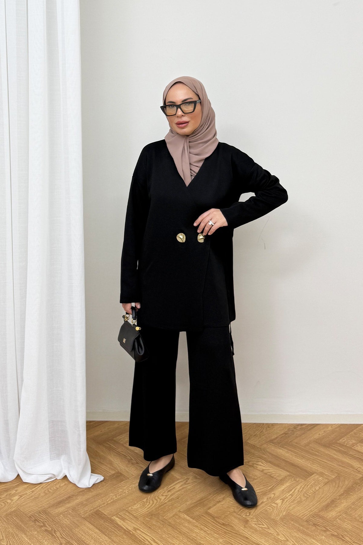 Düğmeli Triko Takım 87-25310