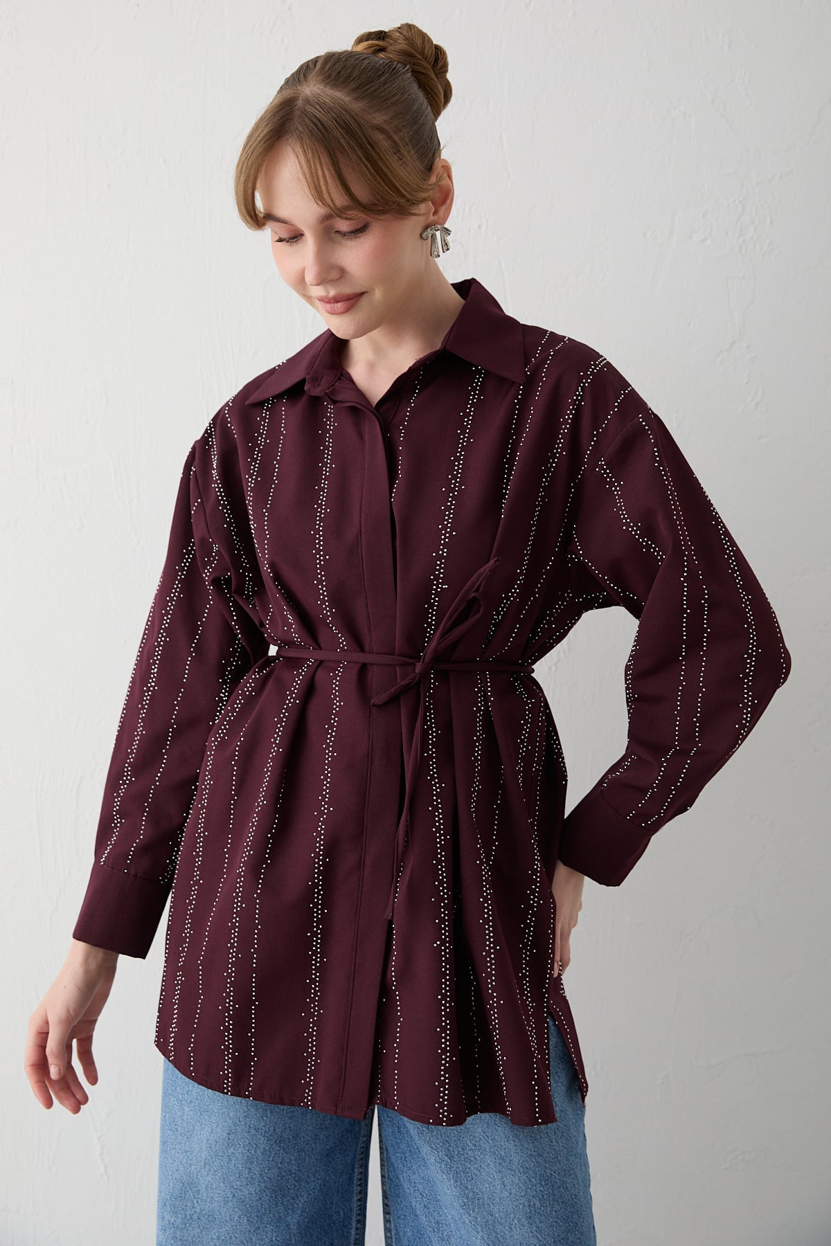 Taşlı Poplin Gömlek 32-2620