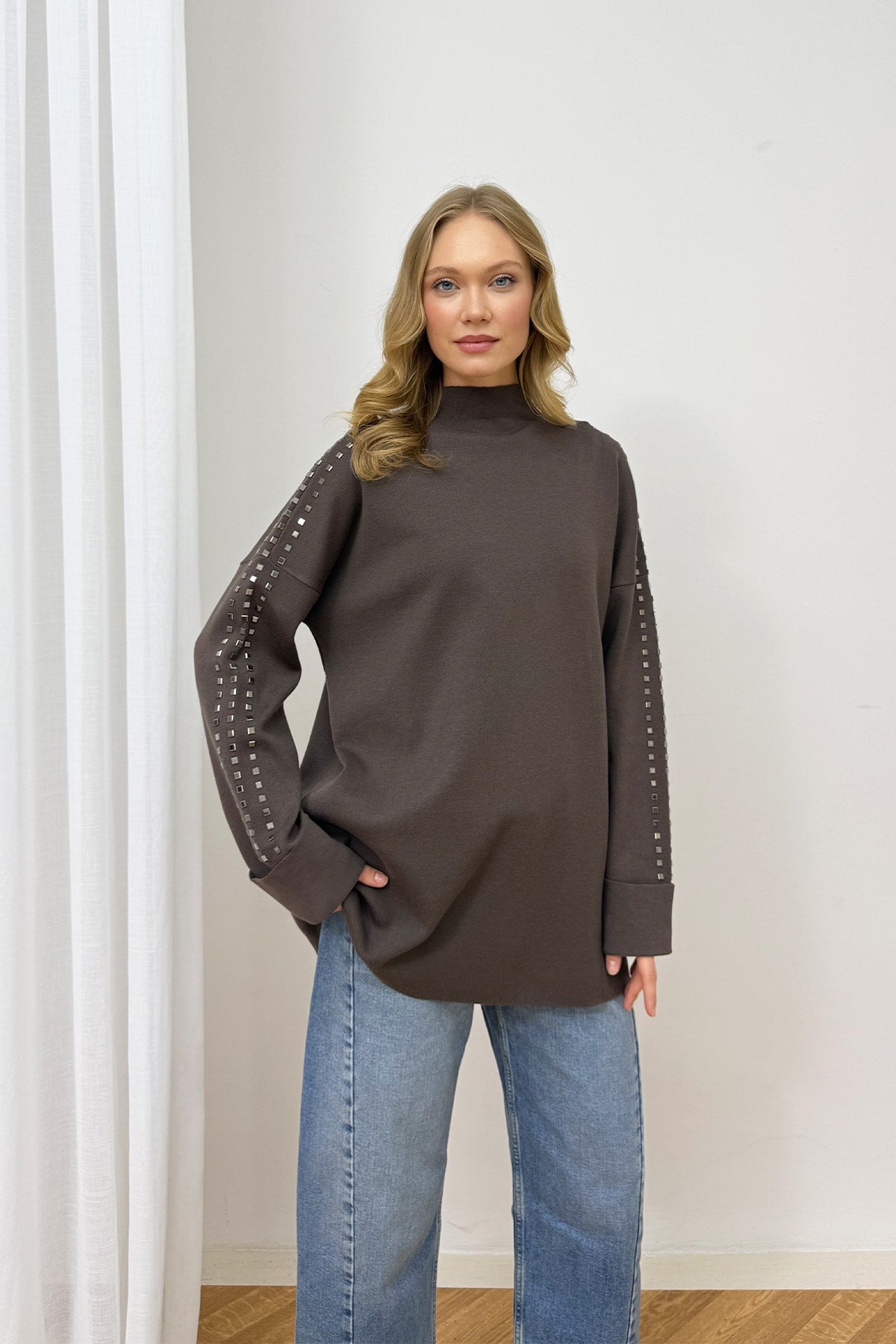 Aksesuarlı Triko Tunik 87-26150