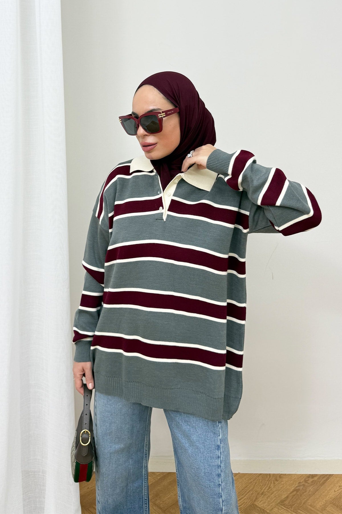 Çizgili Triko Kazak 87-25730