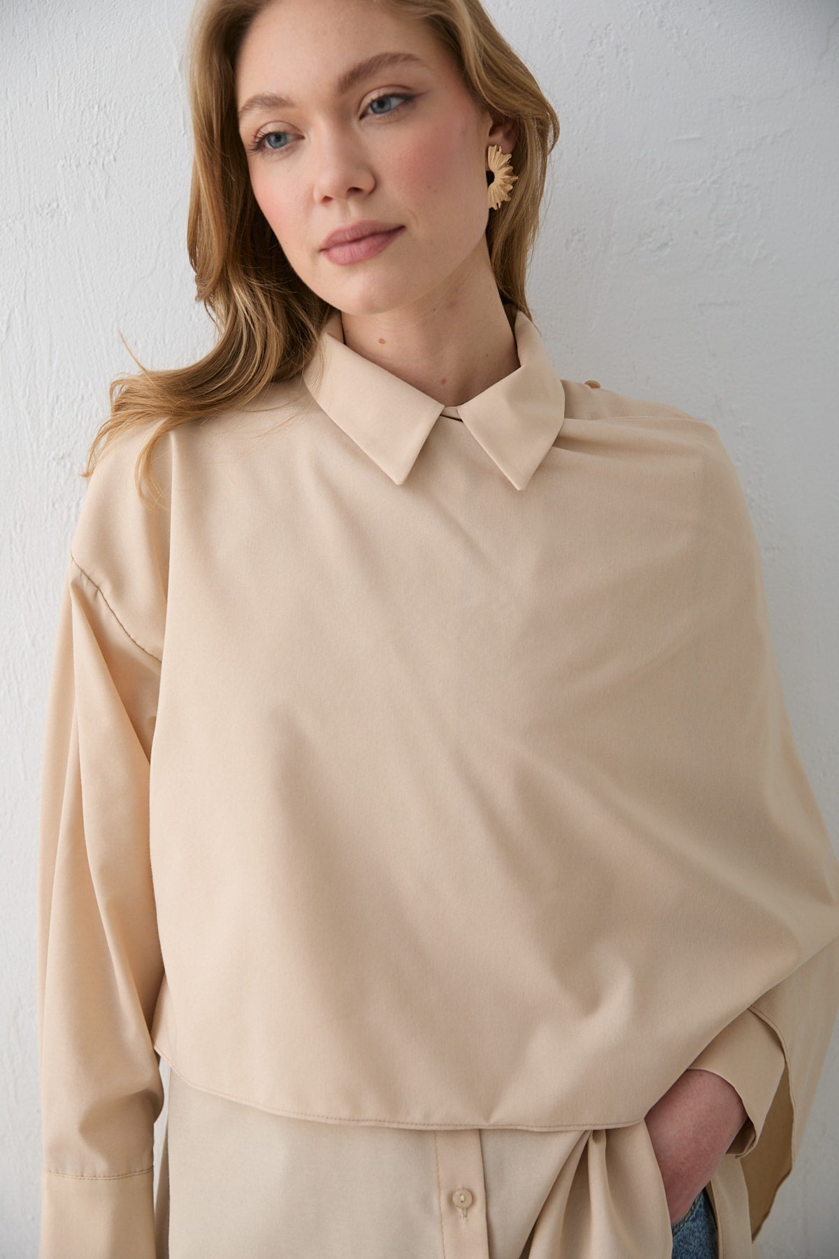 Şal Detaylı Poplin Gömlek 32-2757