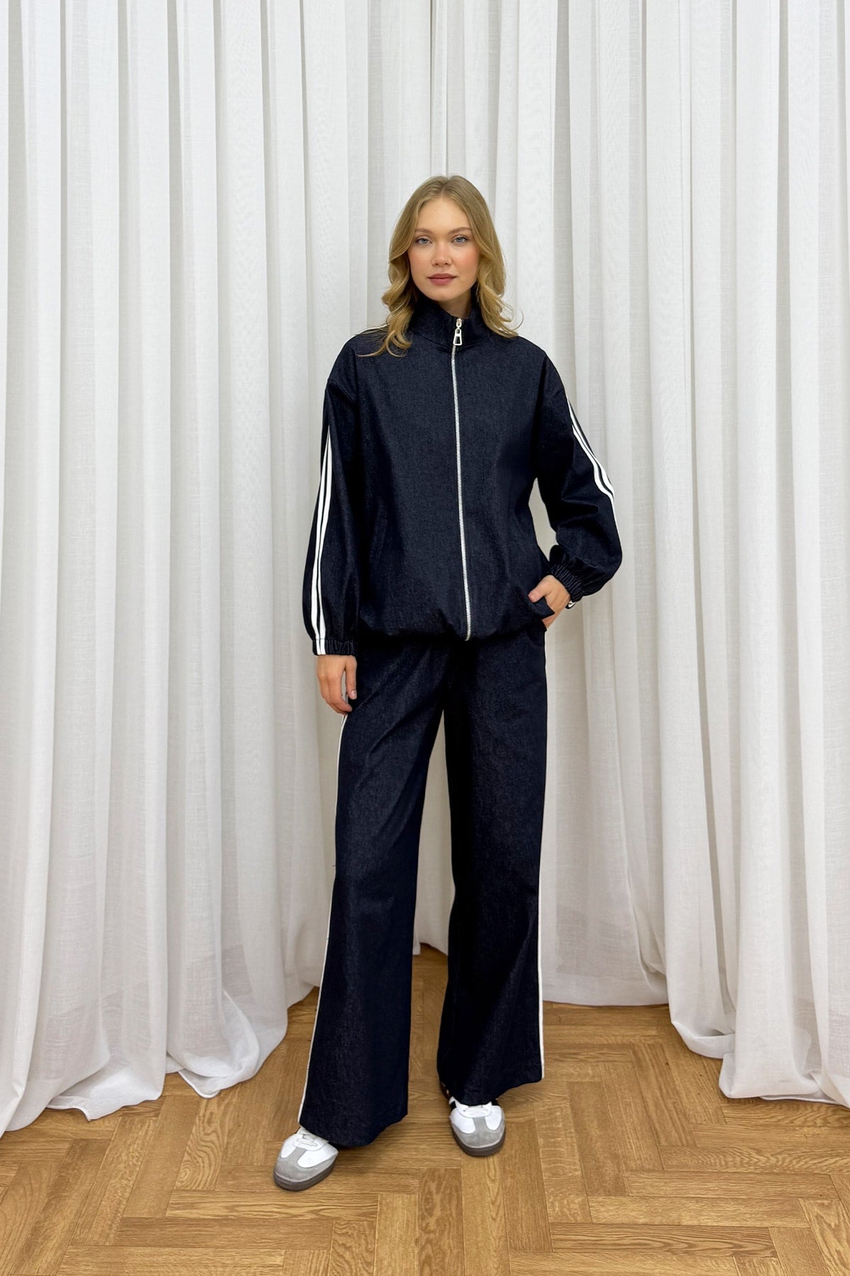 Şeritli Denim Takım 32-2201