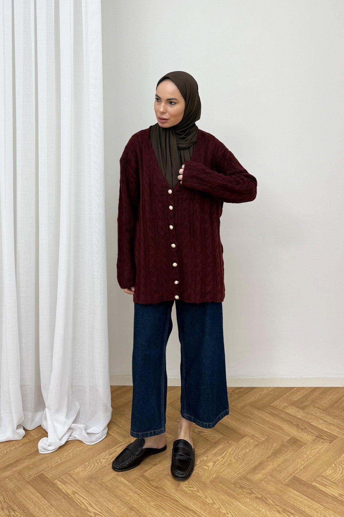 Düğmeli Triko Hırka 80-8434