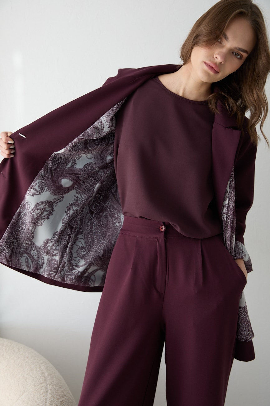 Desenli Fularlı Ceketli Takım 32-2654