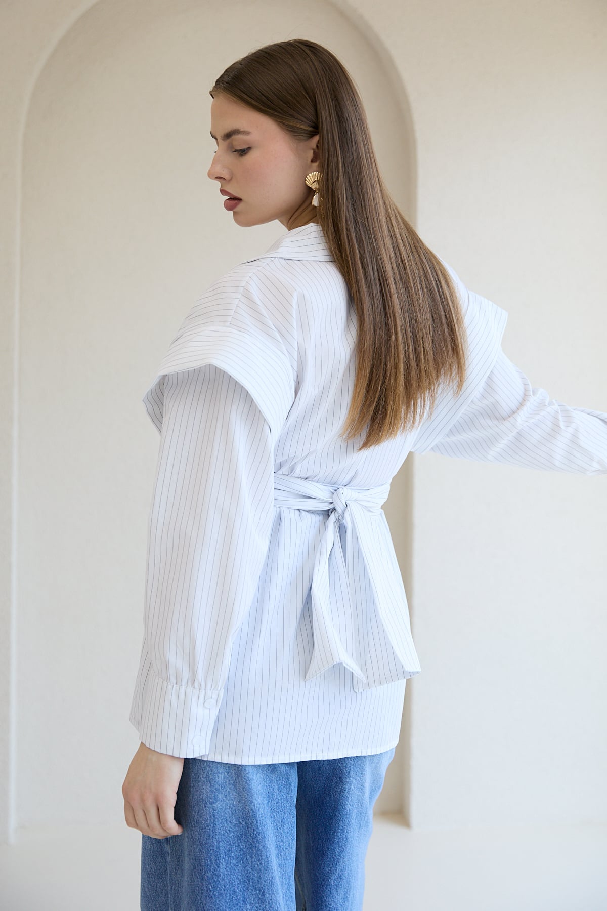 Çizgili Poplin Gömlek 32-2761