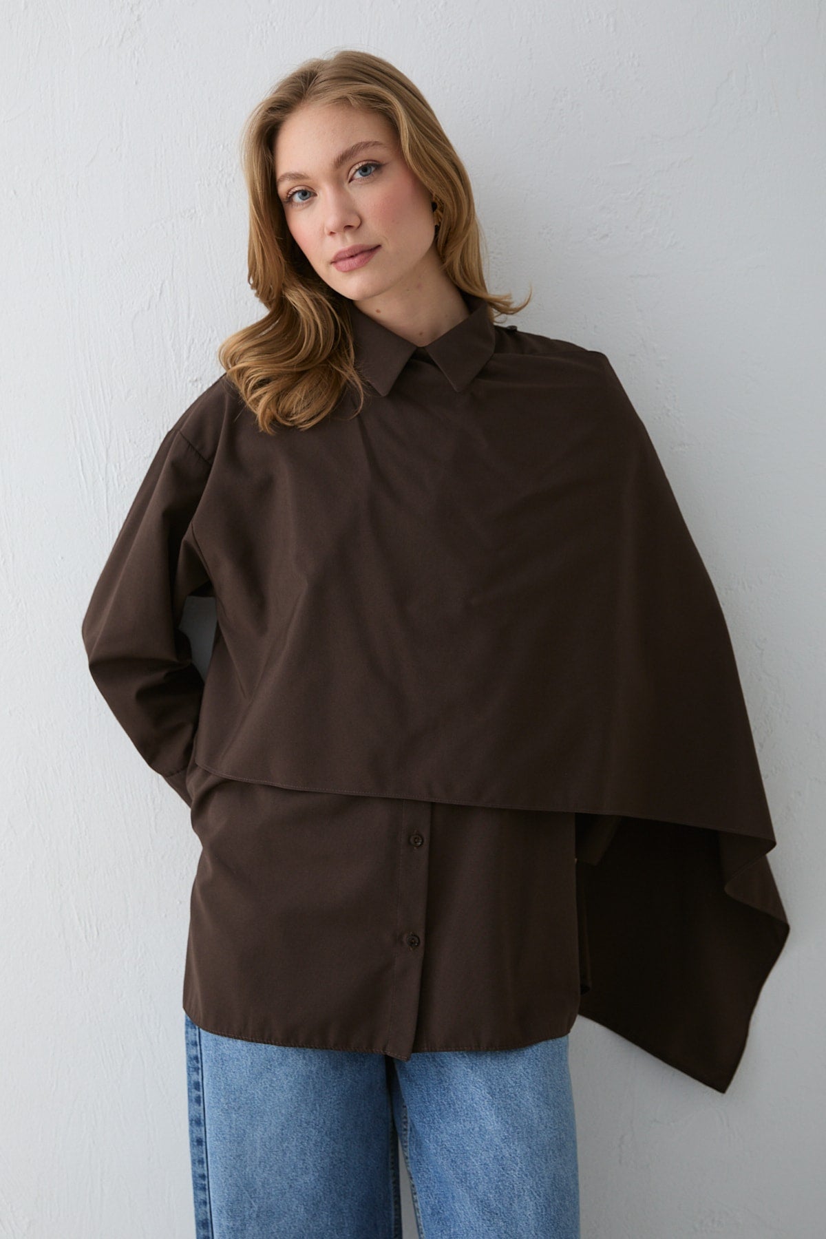 Şal Detaylı Poplin Gömlek 32-2757