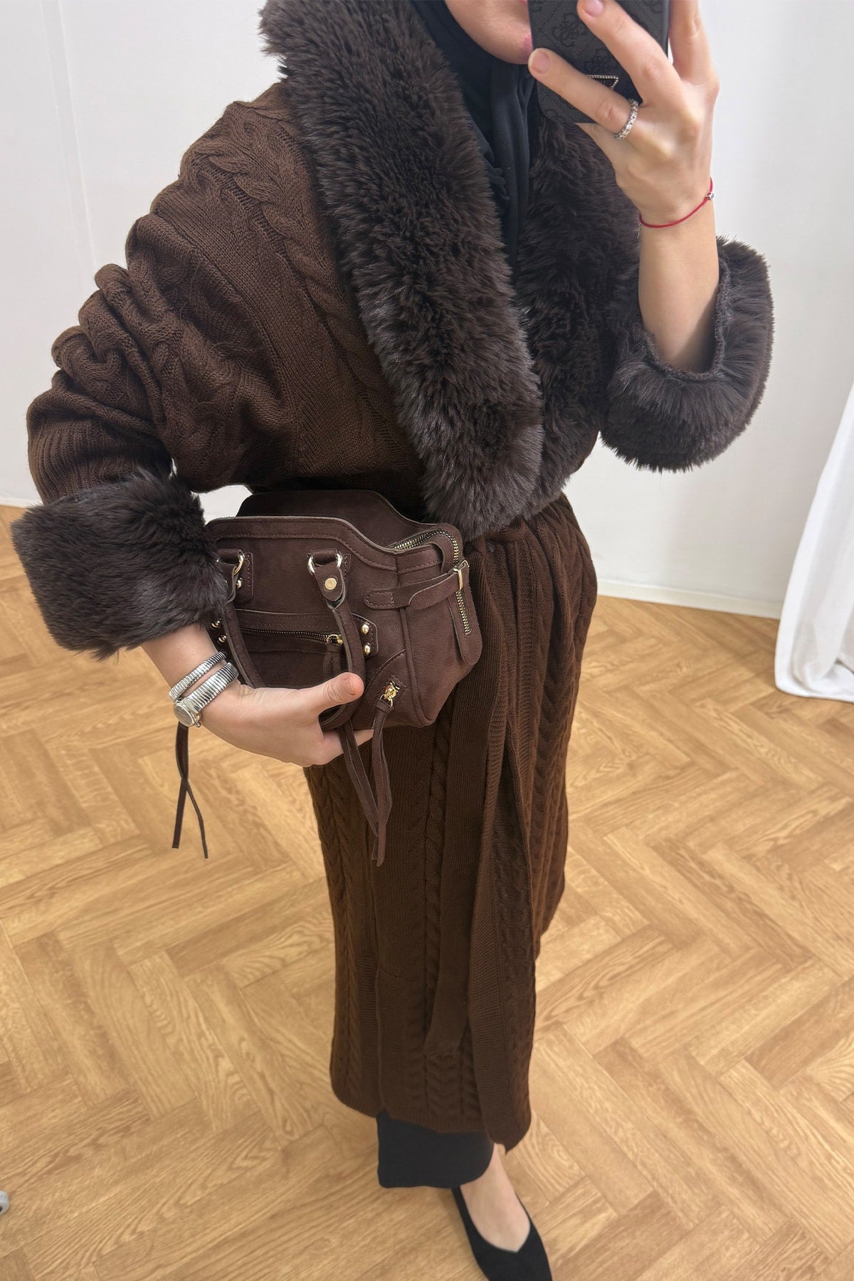 Kürklü Uzun Triko Hırka 92-9206
