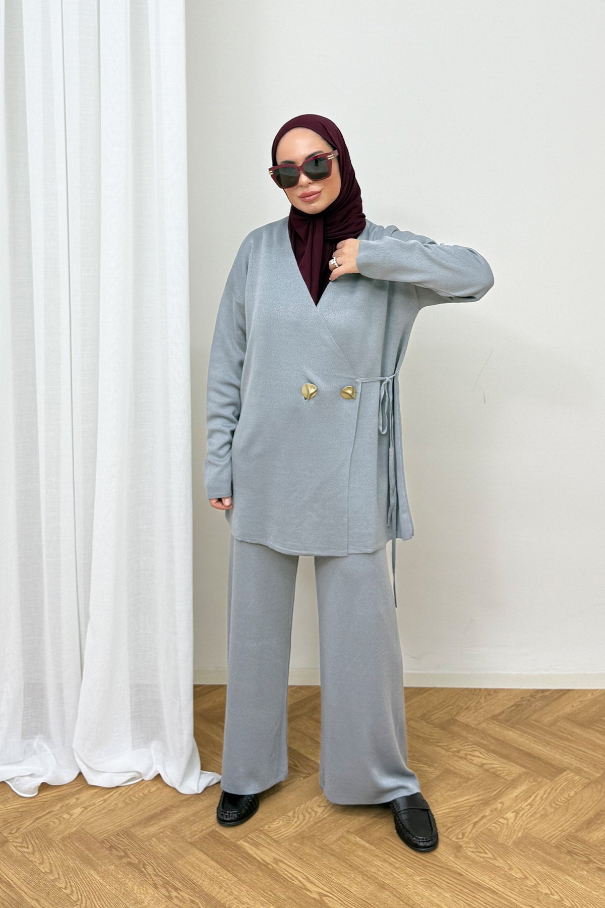 Düğmeli Triko Takım 87-25310